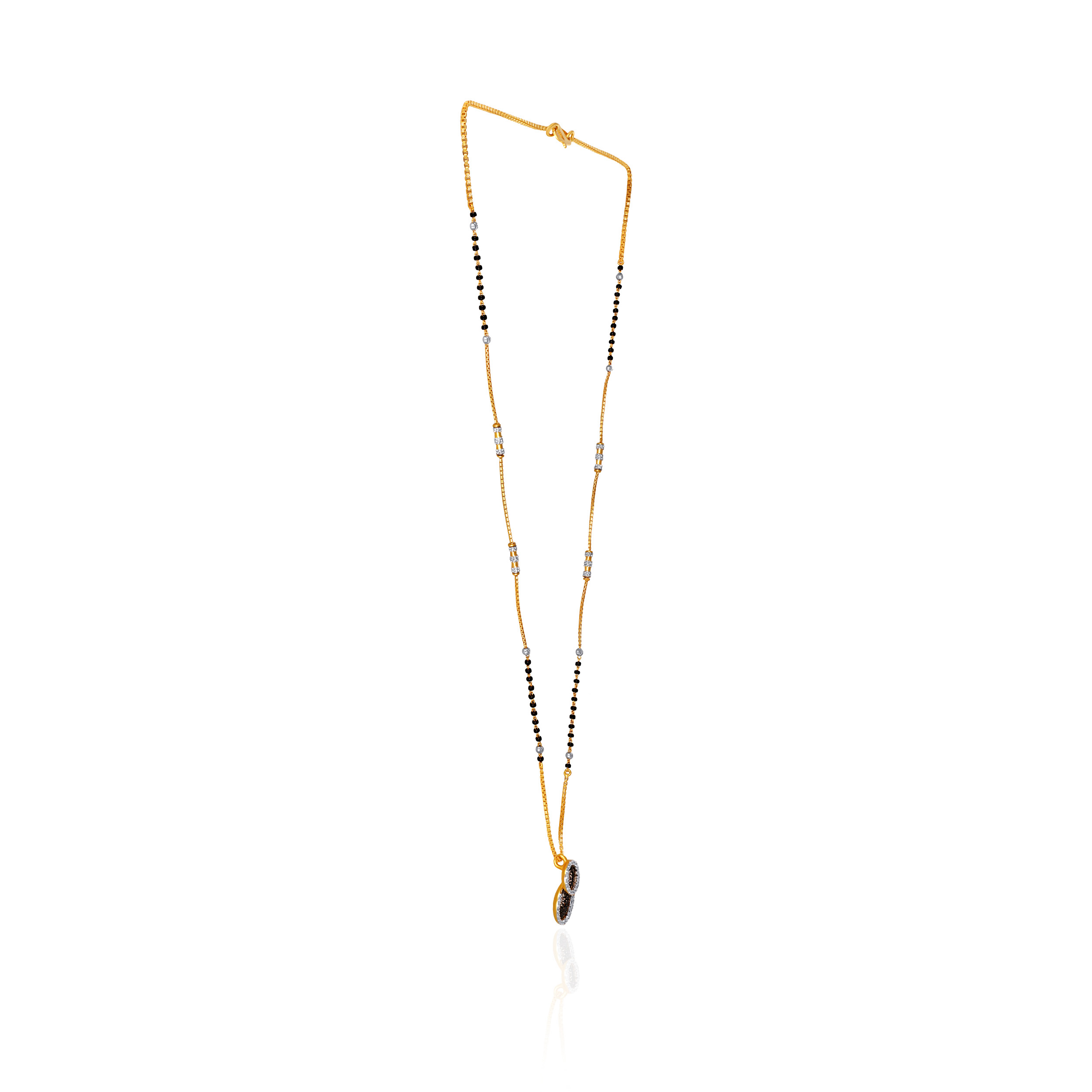 Graceful Black Bead Accent Gold Mangalsutra - Senco Gold and Diamonds