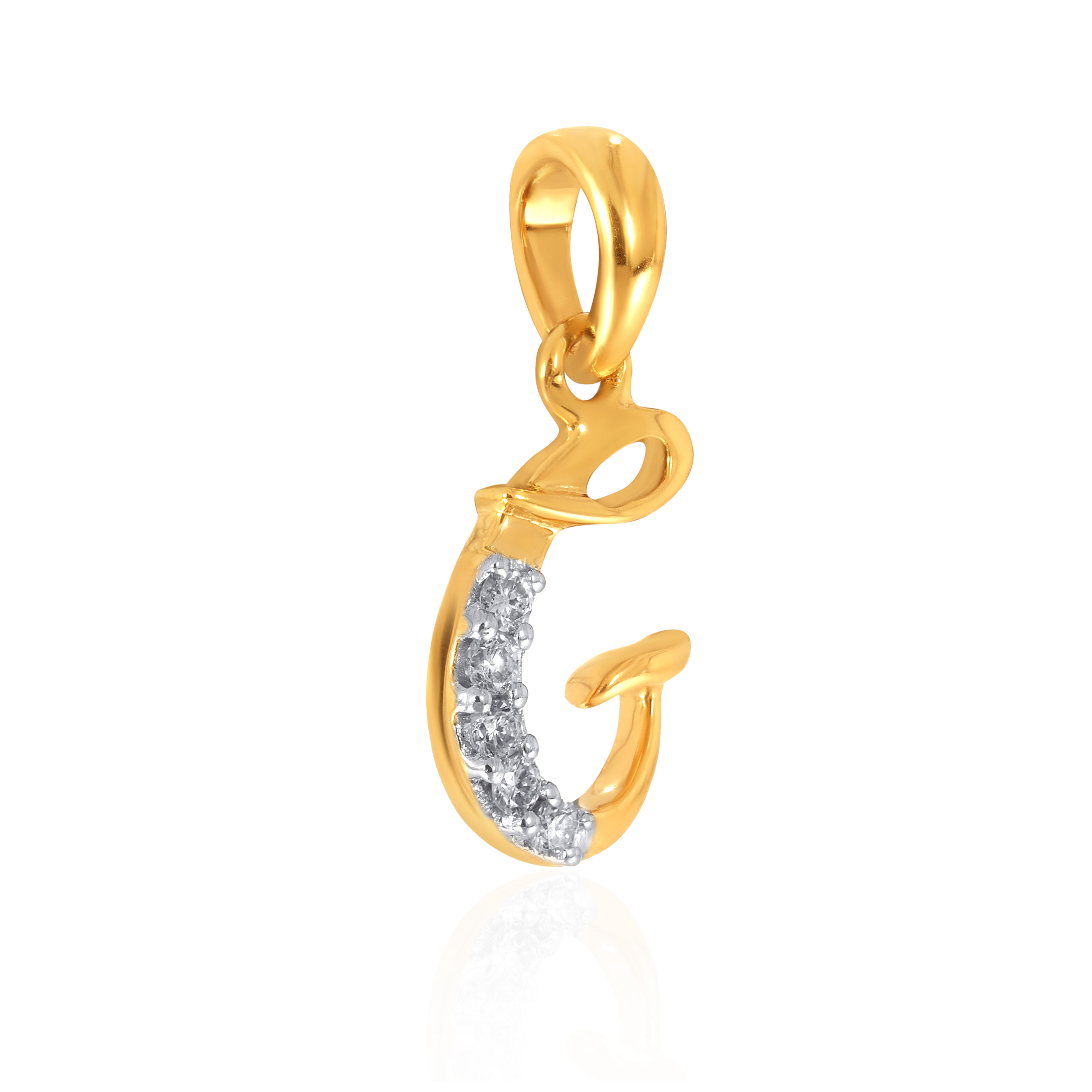 18K Yellow Gold G Alphabet Diamond Pendant-DPN-D000748632 - Senco Gold and Diamonds