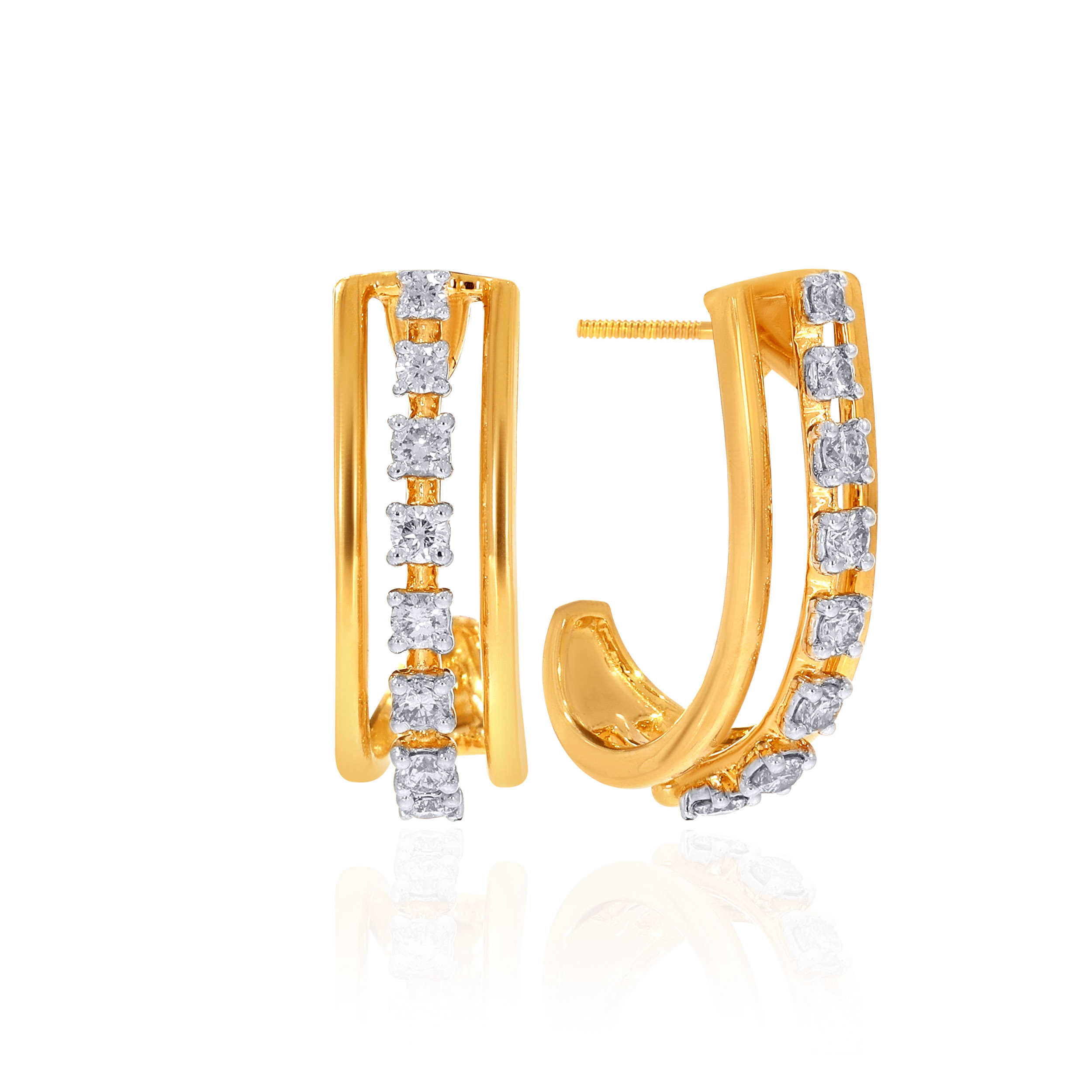 18K Yellow Gold Diamond Hoops DT-D000749065 - Senco Gold and Diamonds