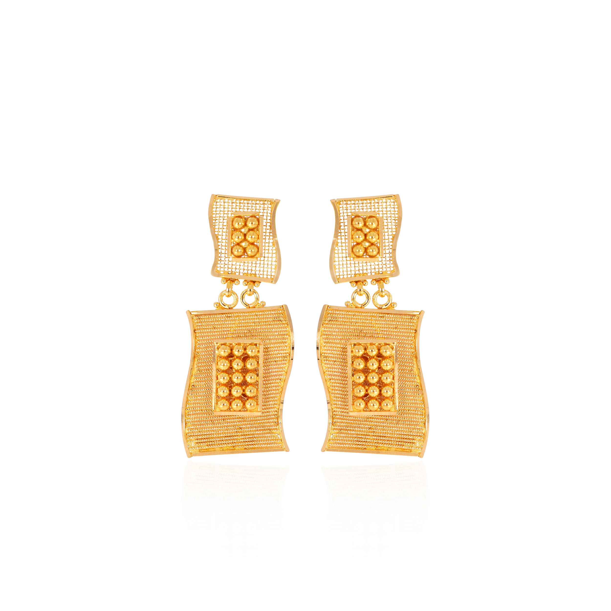 Modish Splendour Gold Drop Earrings - Senco Gold and Diamonds
