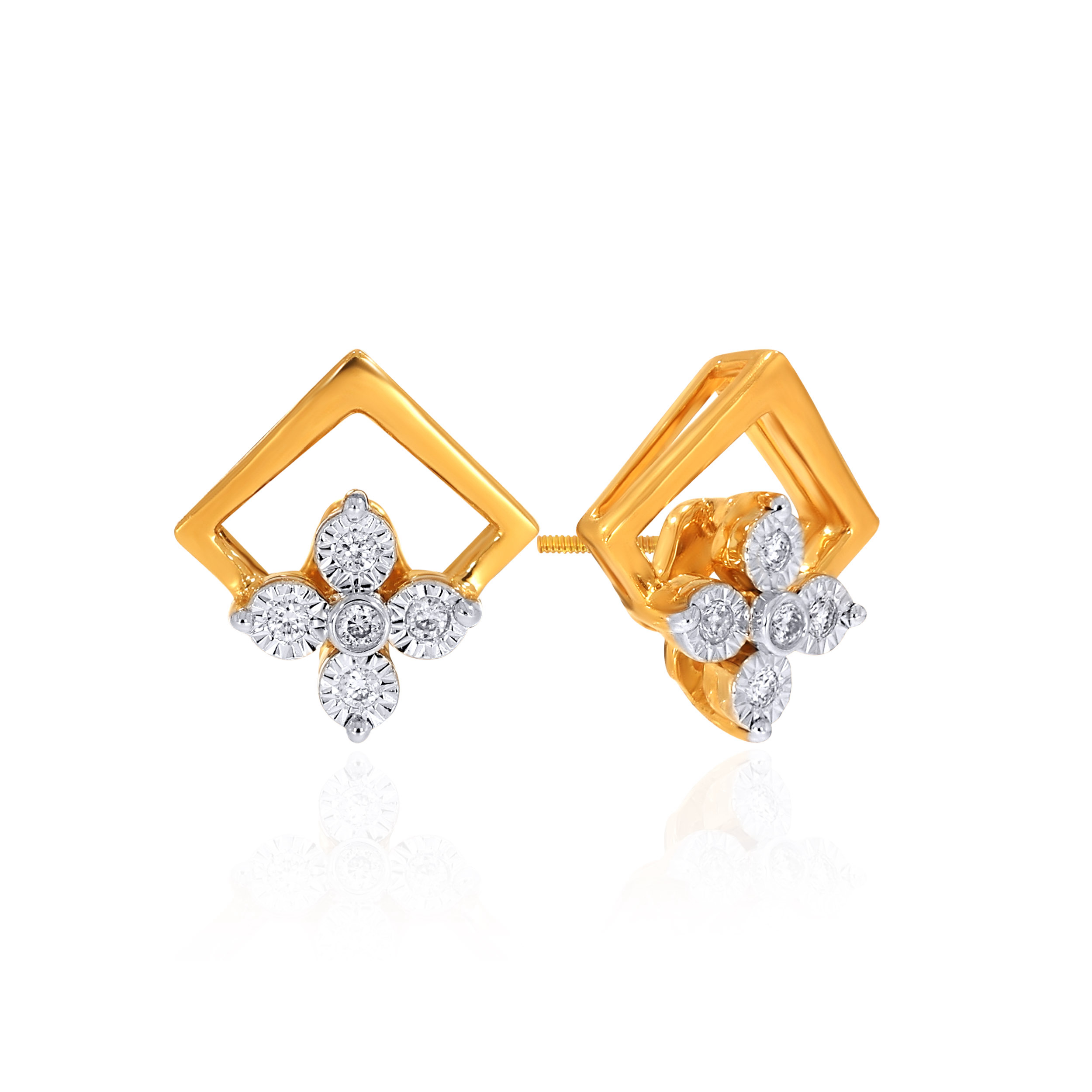 Floral Frame Diamond Studs - Senco Gold and Diamonds