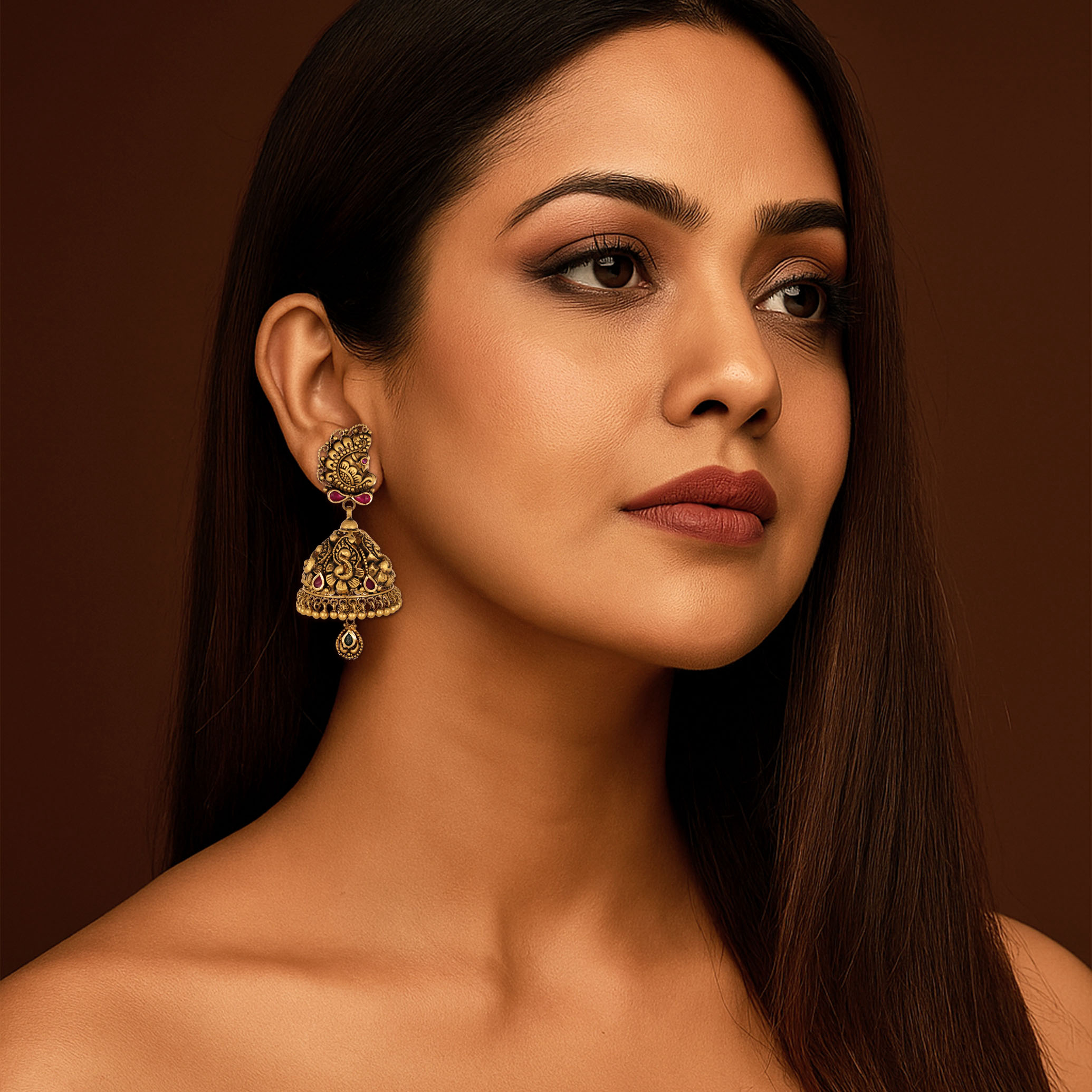 Temple Treasure Heritage Gold Jhumkas - Senco Gold and Diamonds