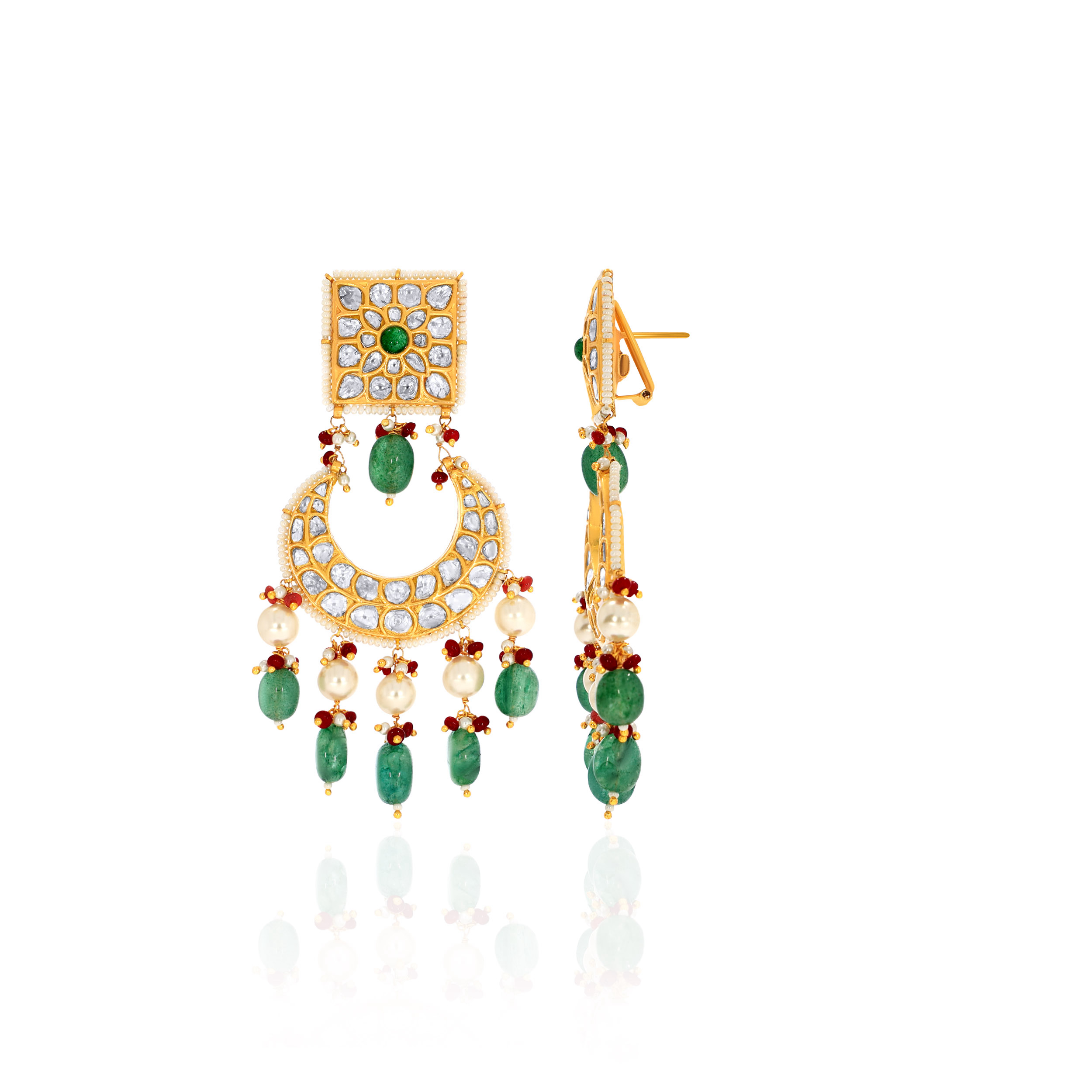 22K Yellow Gold Chandbali Earrings DT-D000769053 - Senco Gold and Diamonds