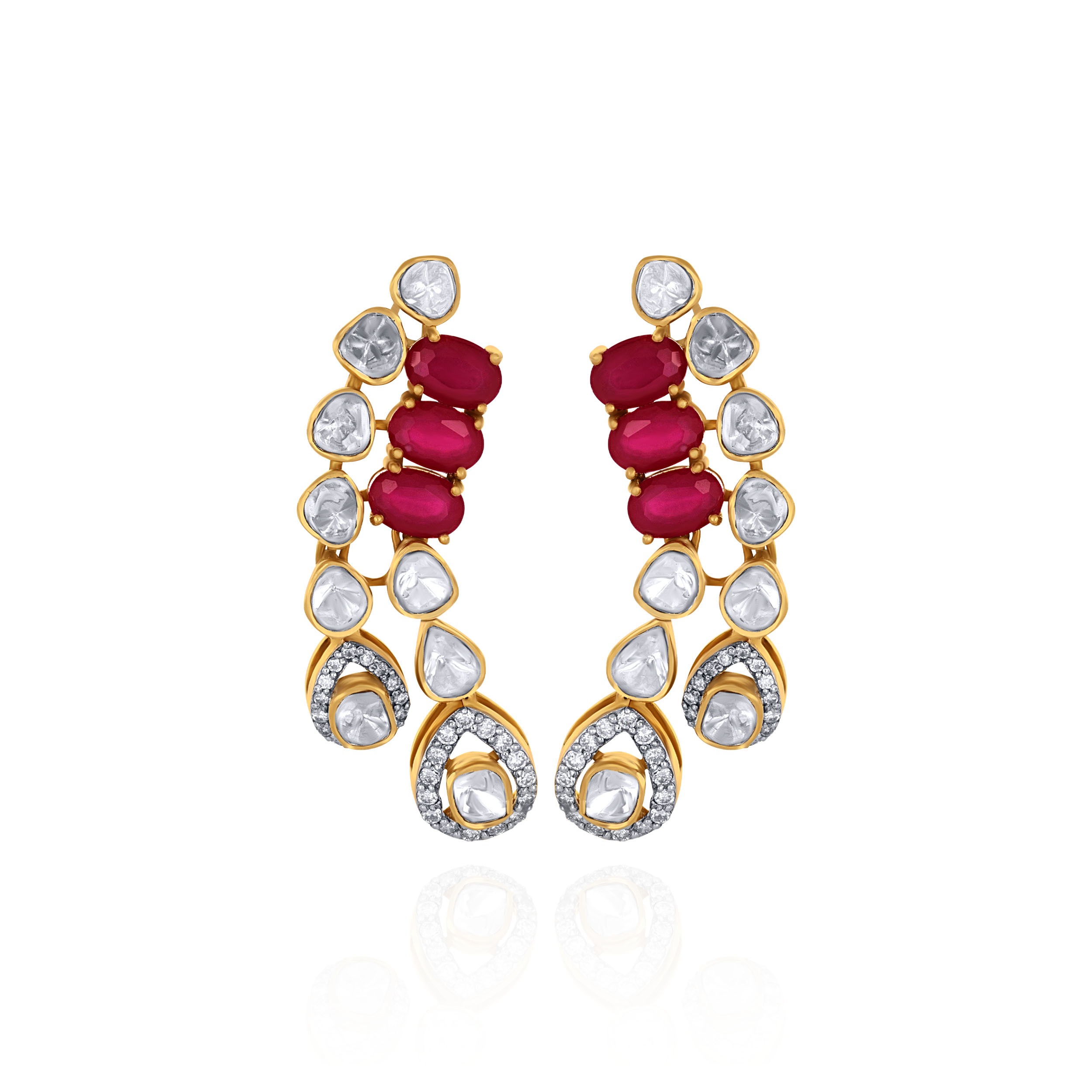 Verdure Couture Polki Earrings - Senco Gold and Diamonds