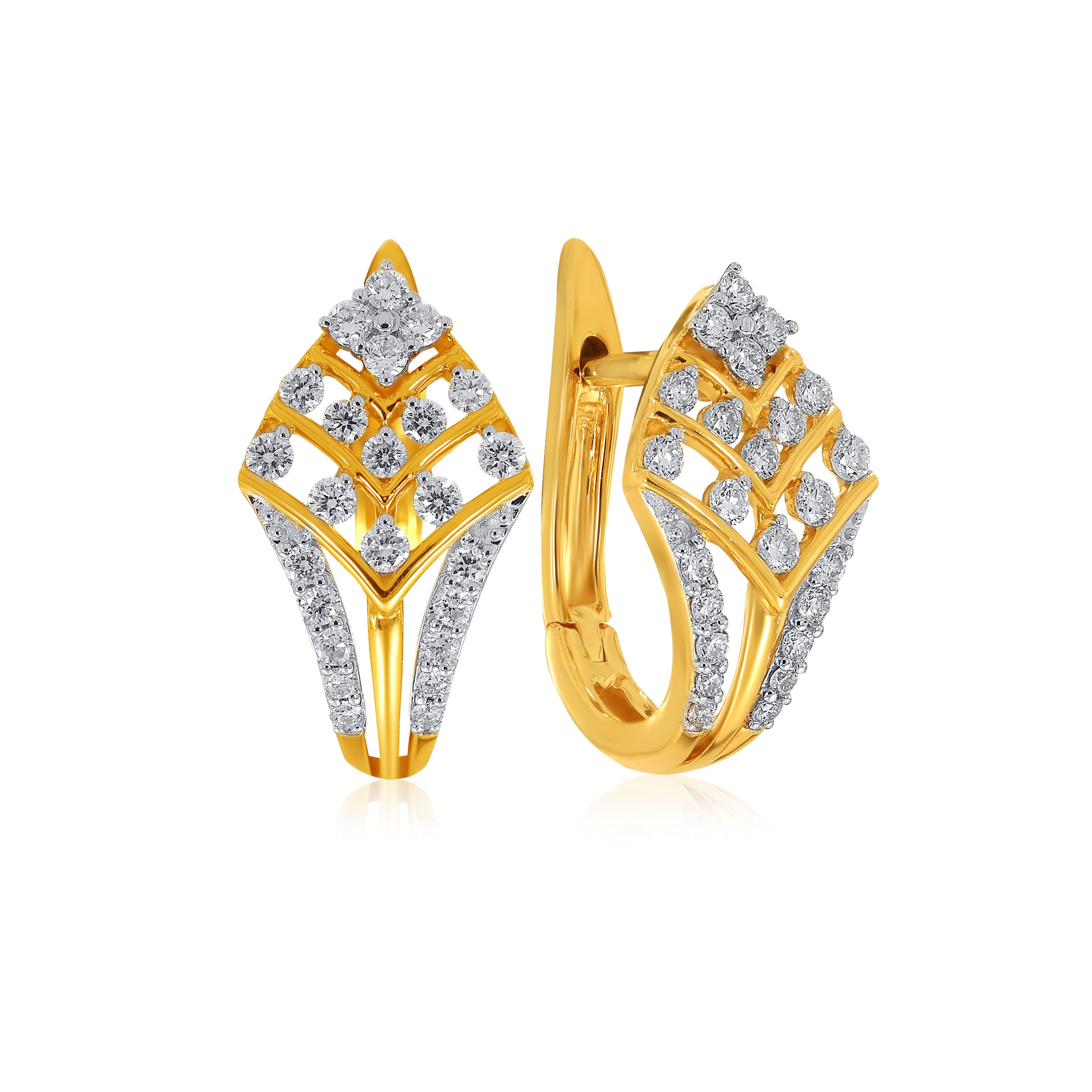 Budding Beauty Diamond Hoop Earrings - Senco Gold and Diamonds