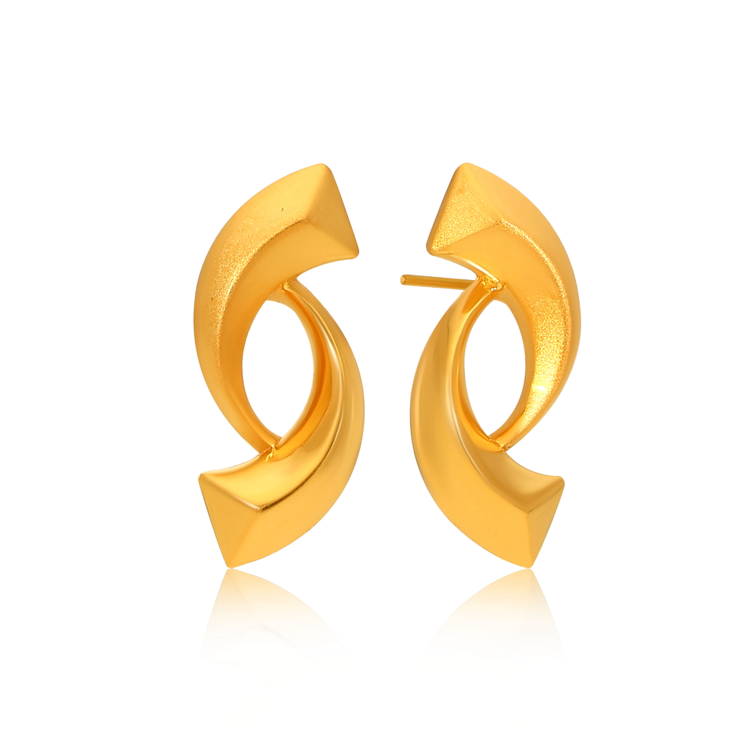 Facet Gleam Gold Studs - Senco Gold and Diamonds