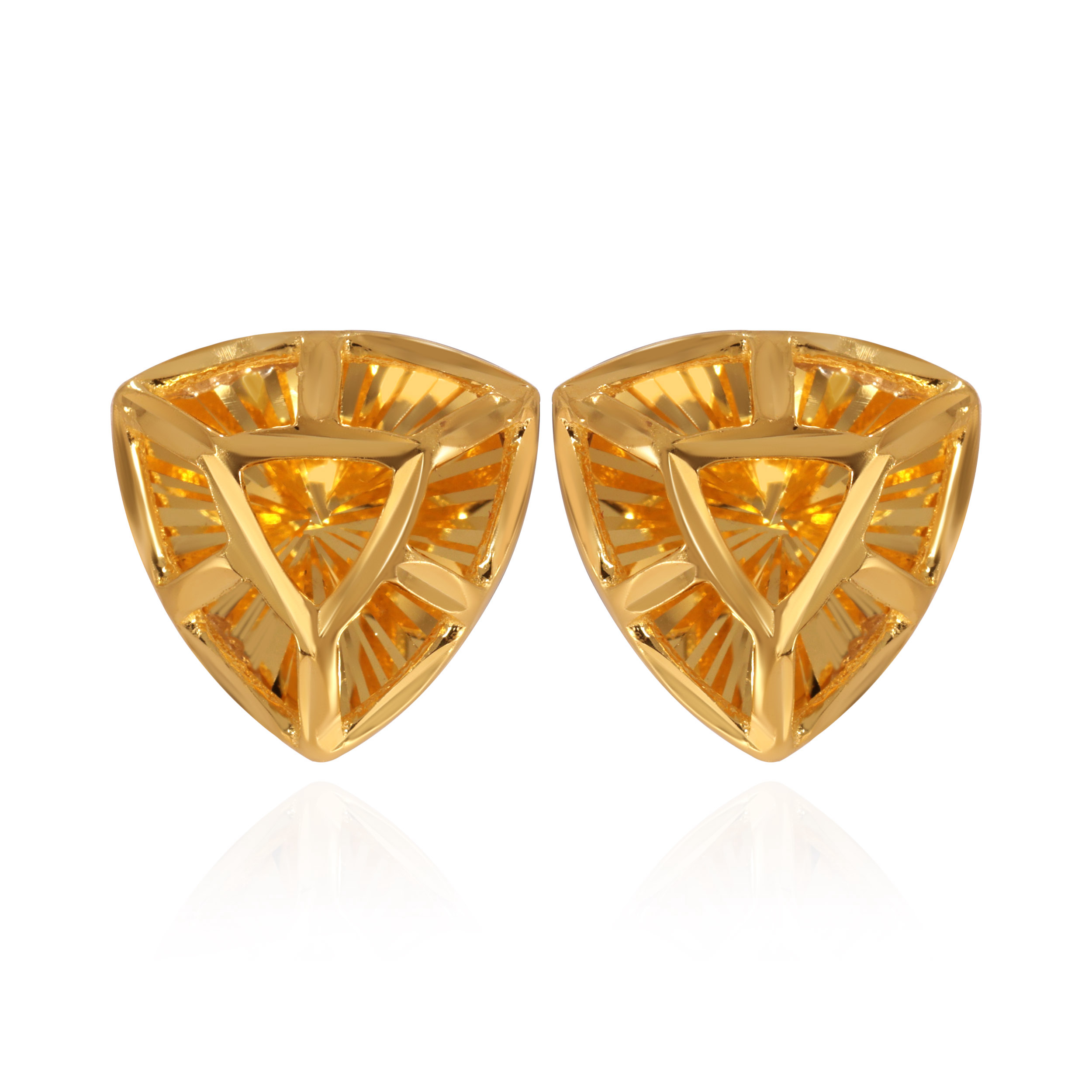 Sunlit Trillion Gold Studs - Senco Gold and Diamonds