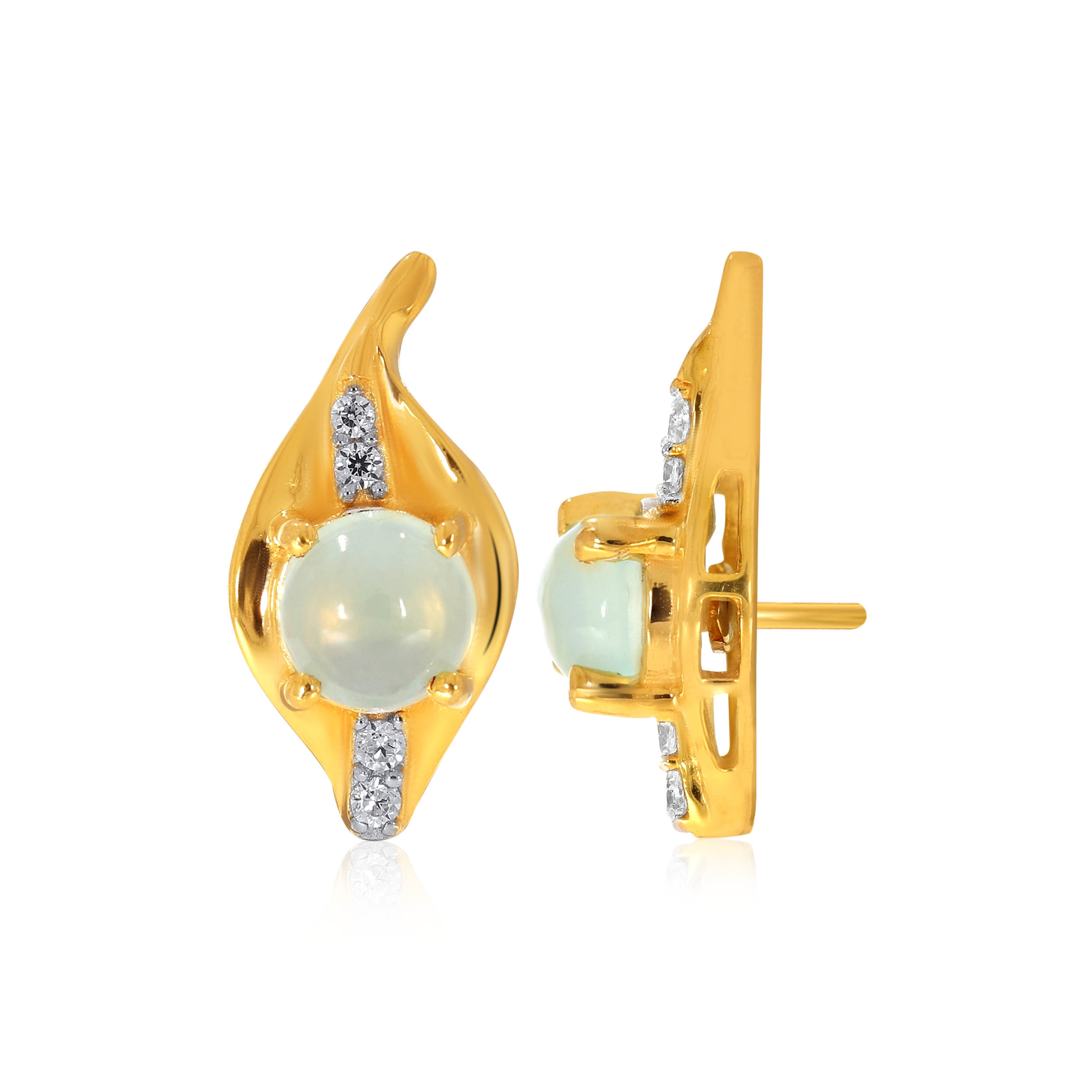 Creative Leaf Gold Studs - Senco Gold and Diamonds