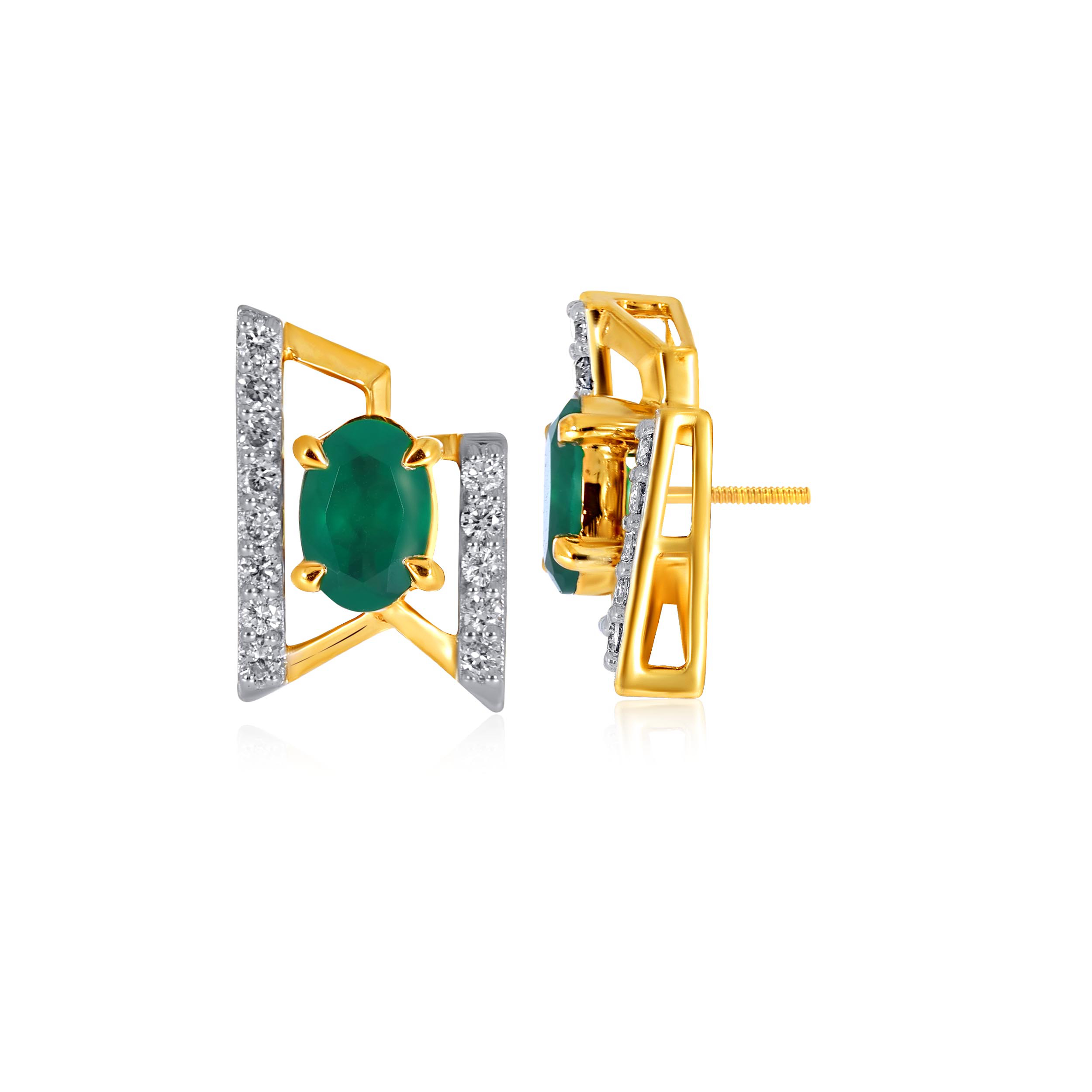 Greenish Glam Diamond Studs - Senco Gold and Diamonds