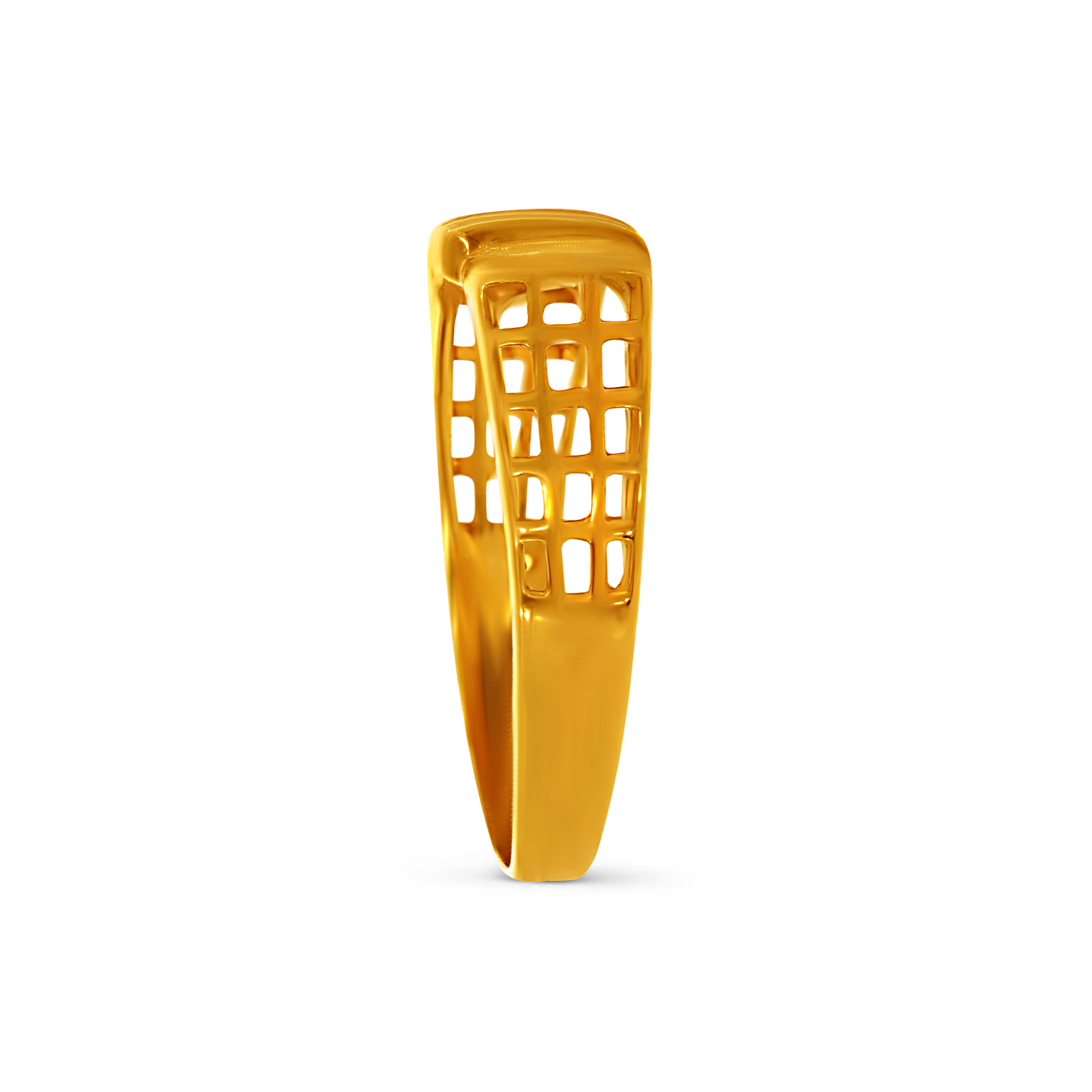 Sculpted Grid Men's Gold Ring - Senco Gold and Diamonds