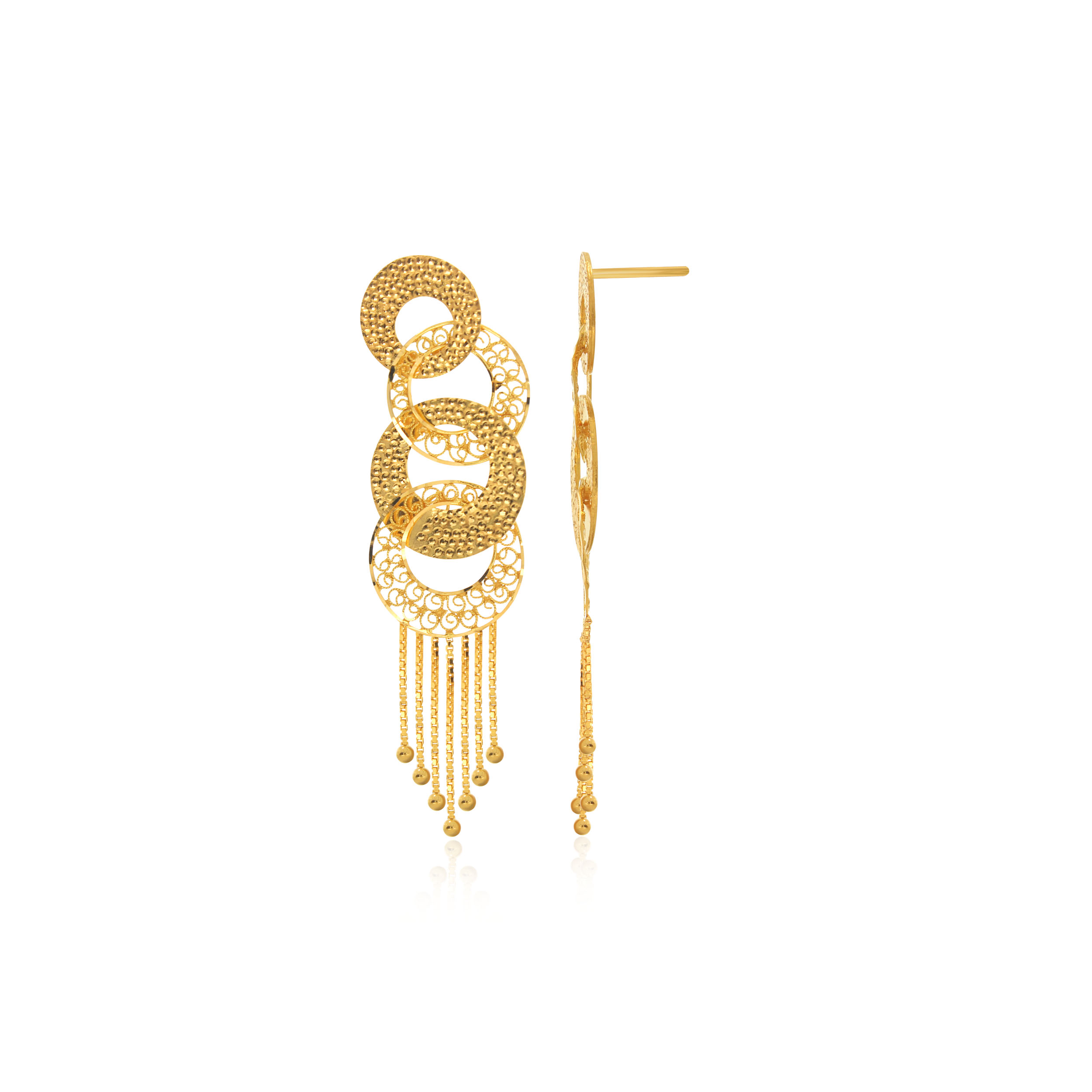 Spherical Manifold Gold Danglers - Senco Gold and Diamonds