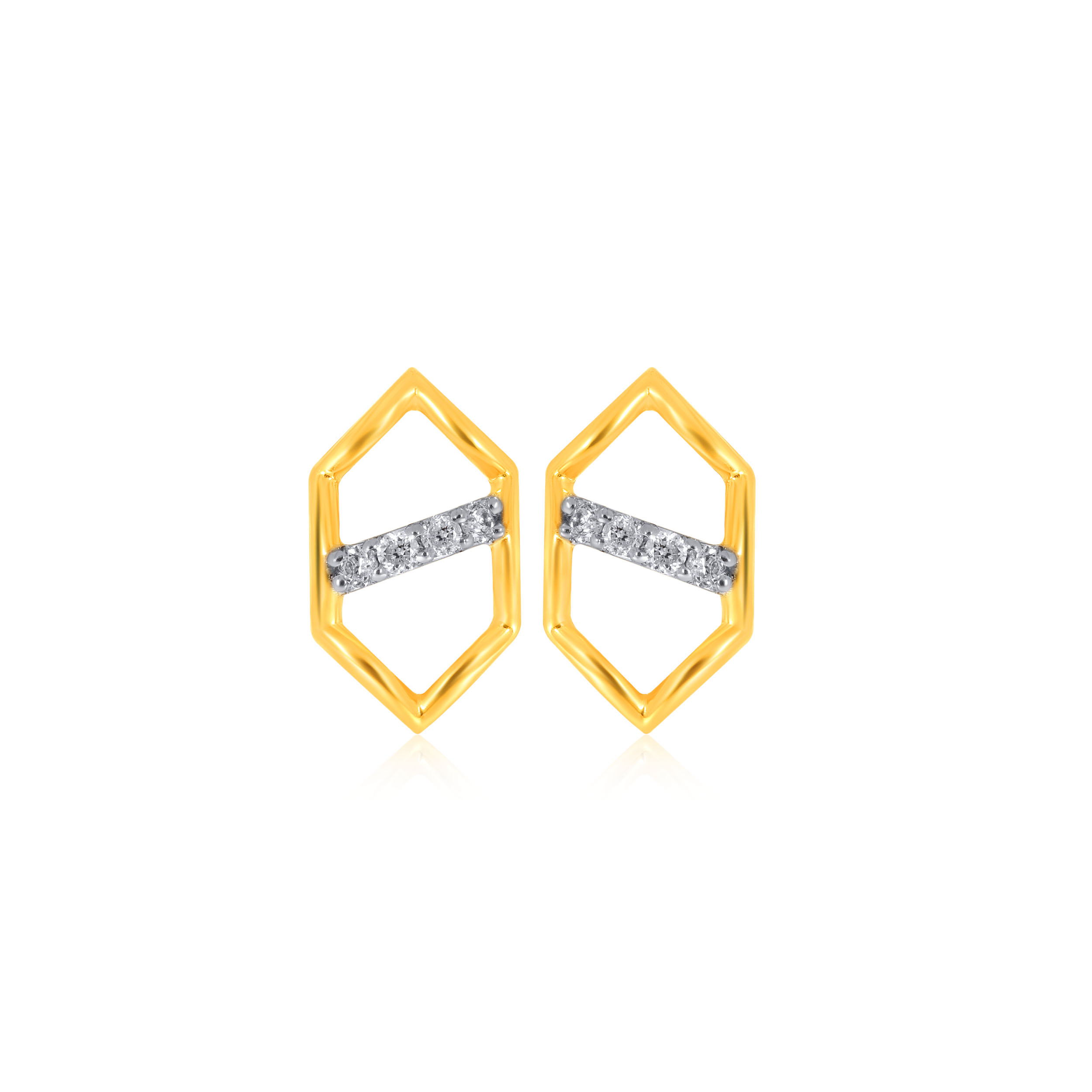 Simple Hexa Diamond Studs - Senco Gold and Diamonds