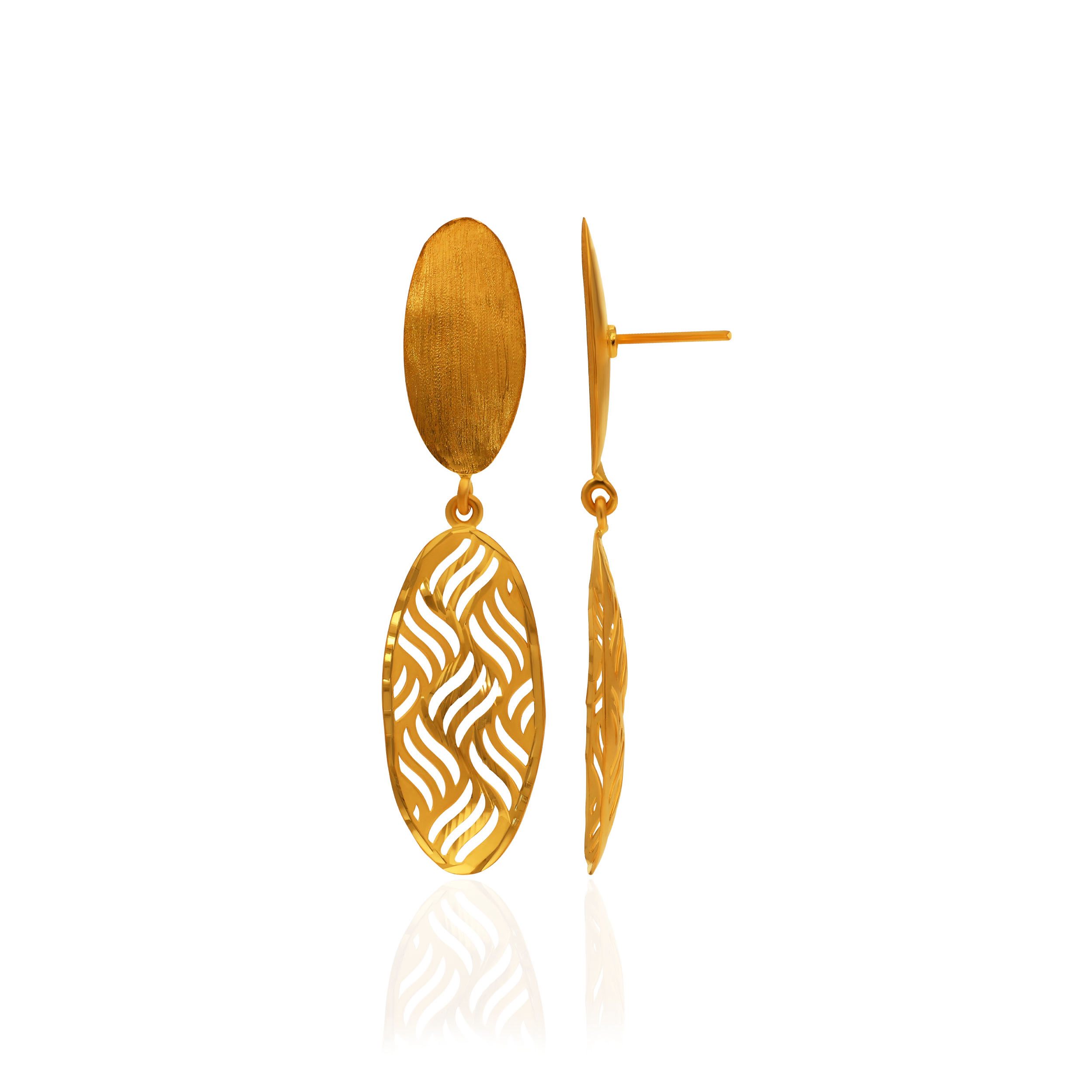 Radiant Flow Oval Gold Earrings - Senco Gold and Diamonds