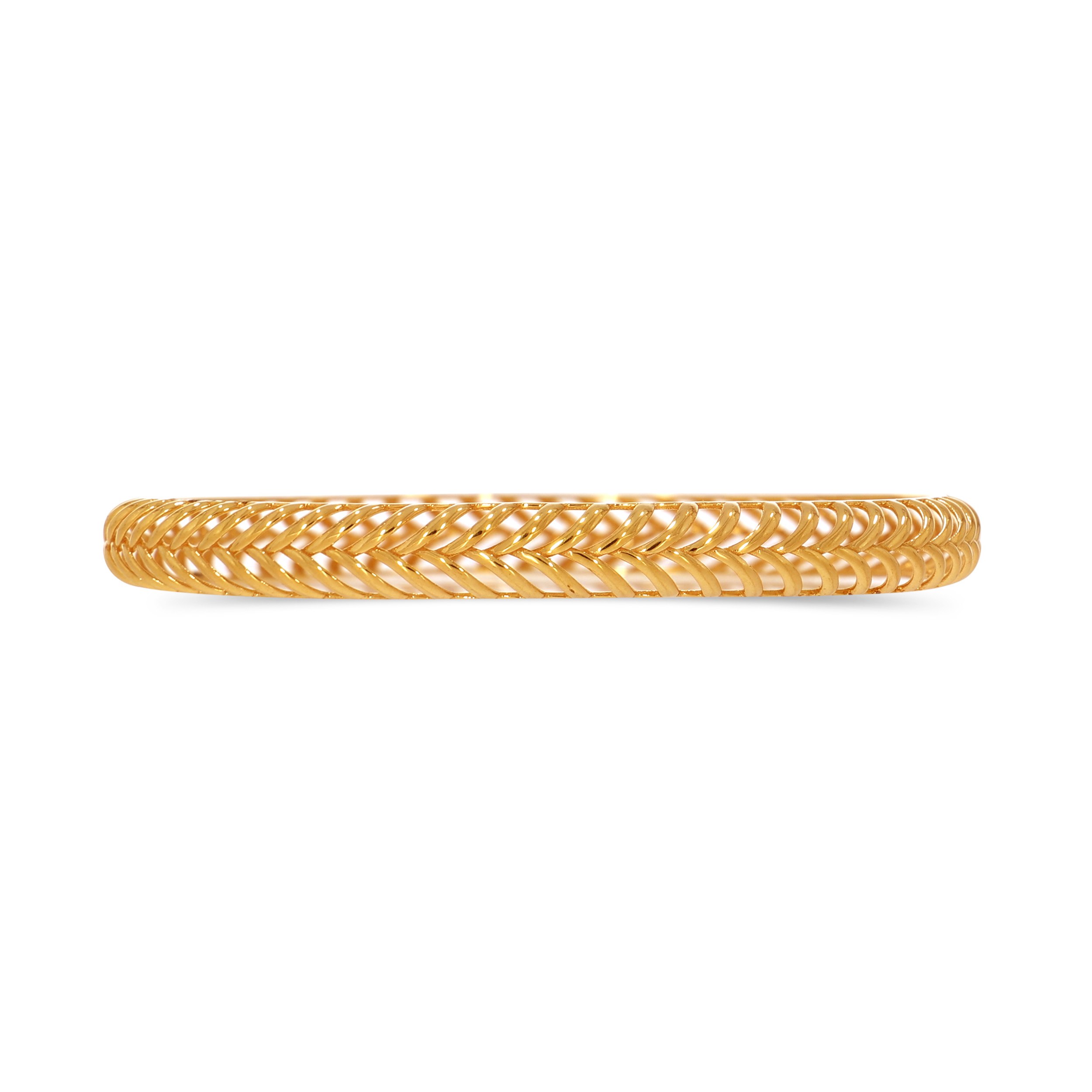 Chevron Textured Gold Bangle - Senco Gold and Diamonds