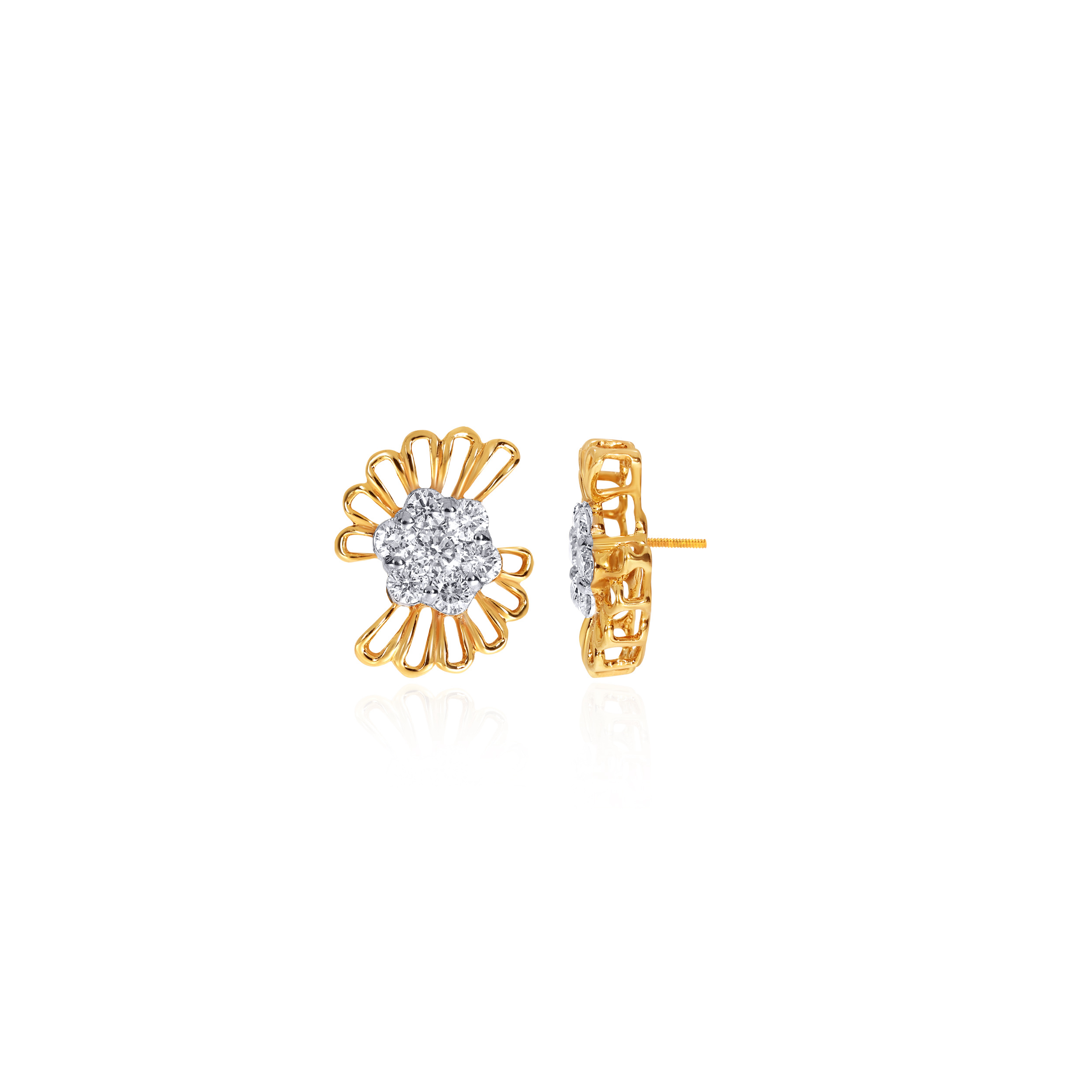 Shiny Shell Diamond Studs - Senco Gold and Diamonds