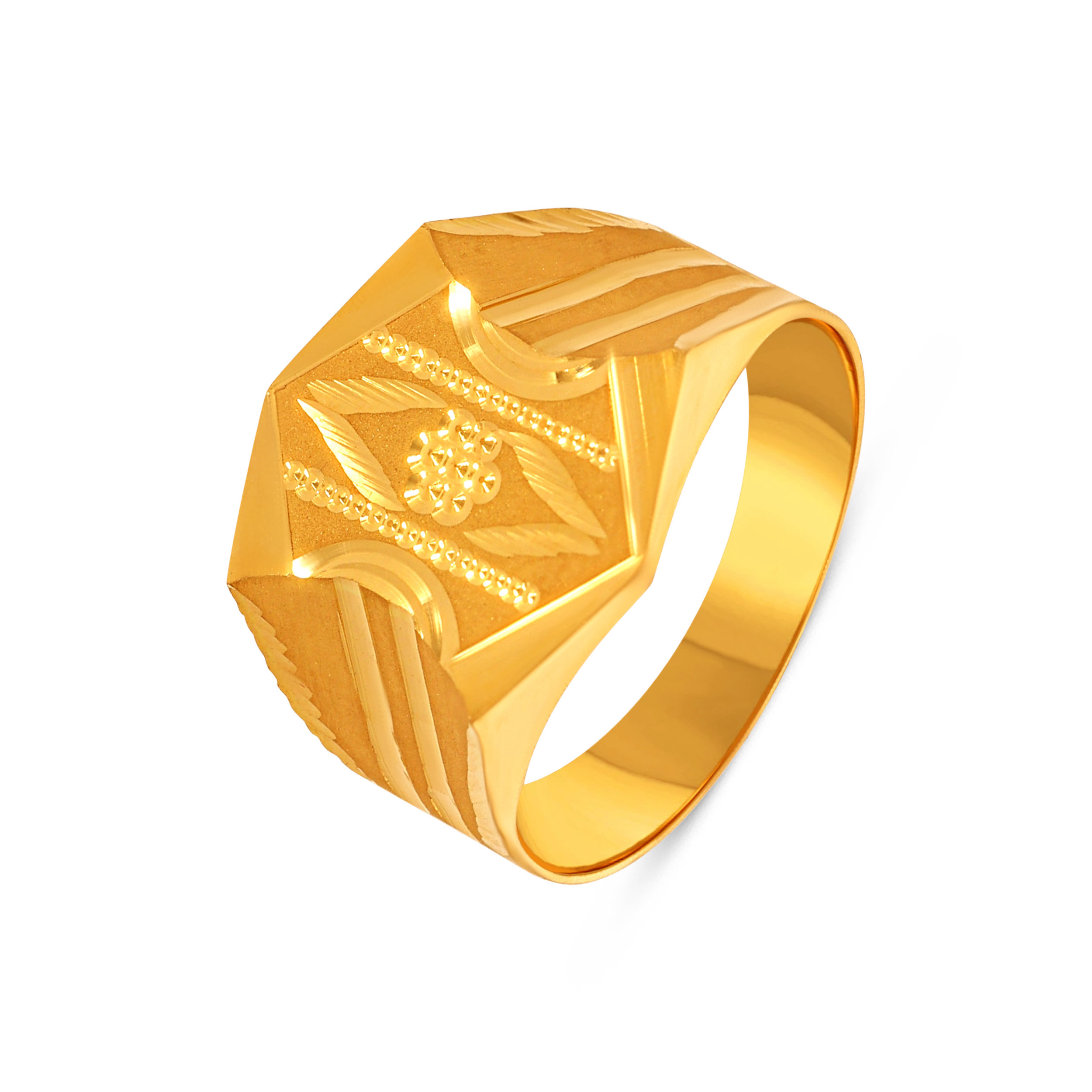 Hexagonal Floral Men's Gold Ring - Senco Gold and Diamonds