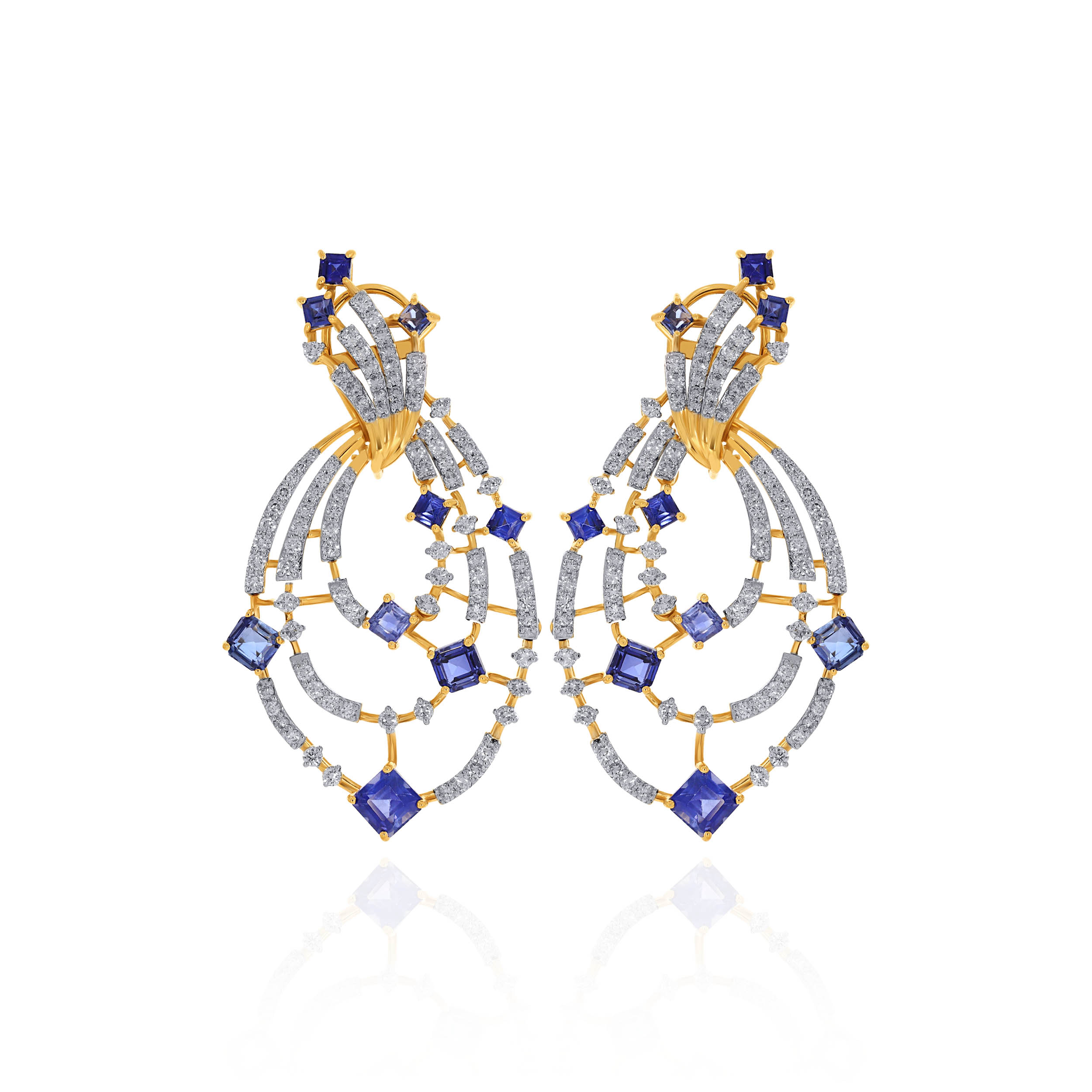 Sapphire Swirl Diamond Earrings - Senco Gold and Diamonds
