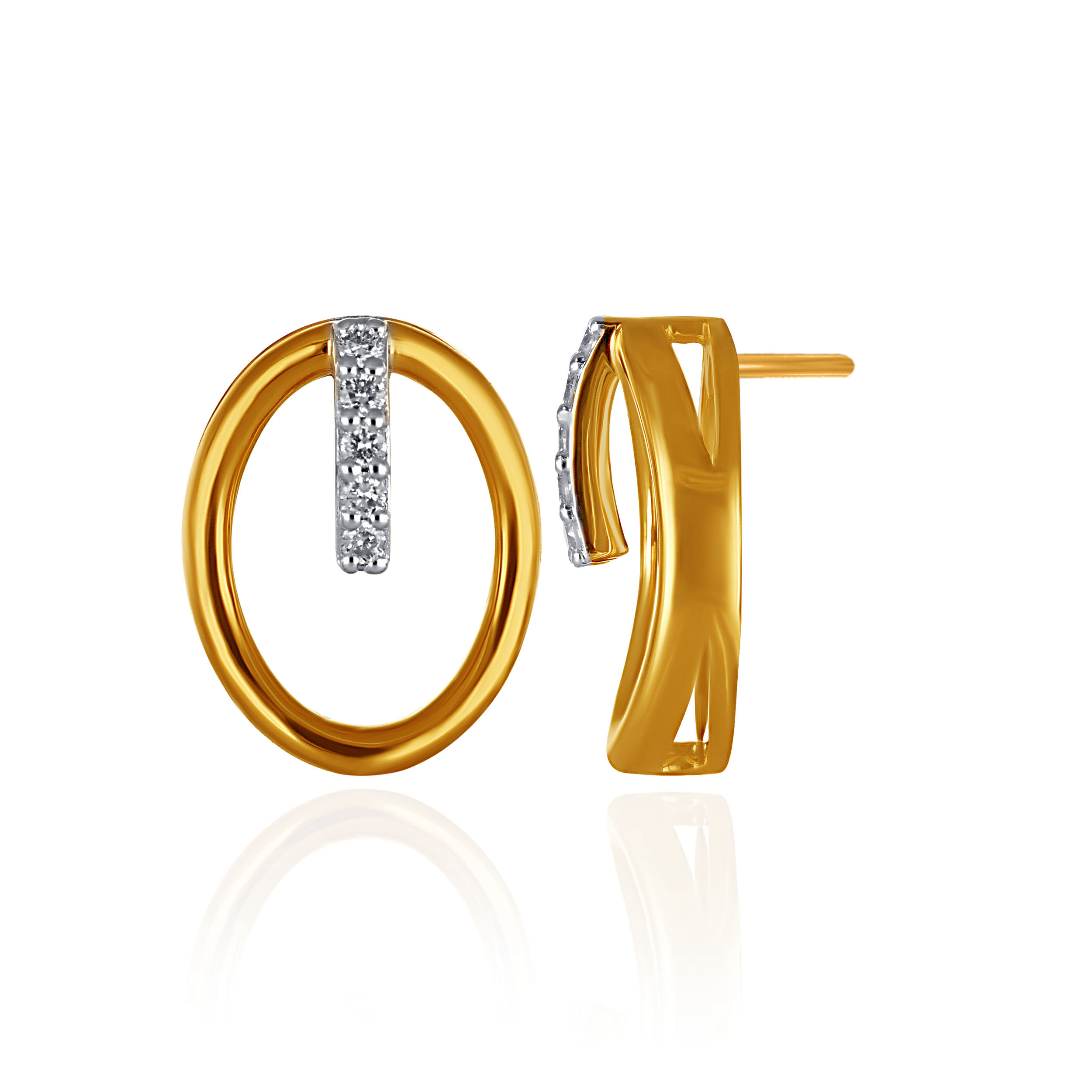 Modern Oval Spark Diamond Studs - Senco Gold and Diamonds