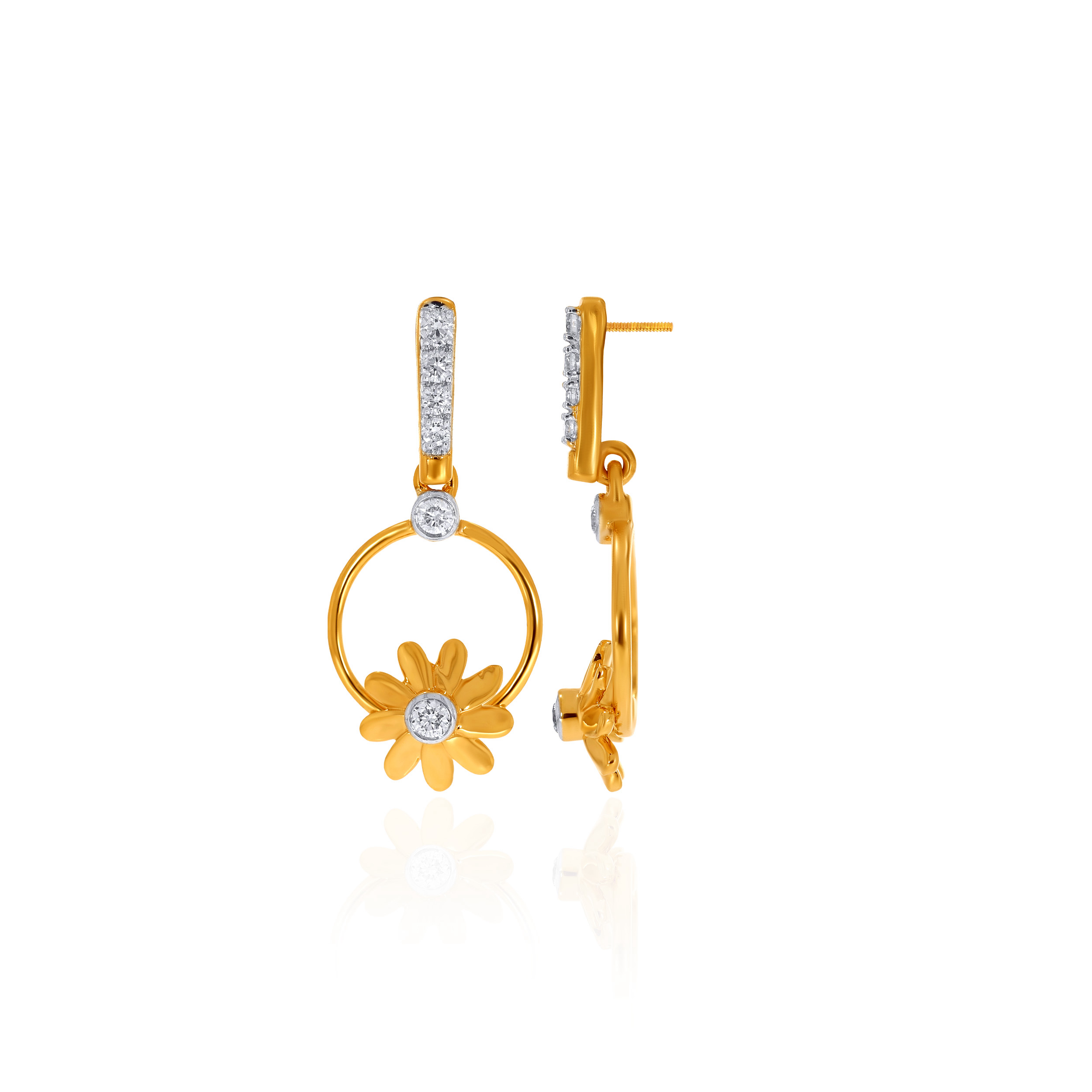 Floral Whimsy Diamond Drop Earrings - Senco Gold and Diamonds