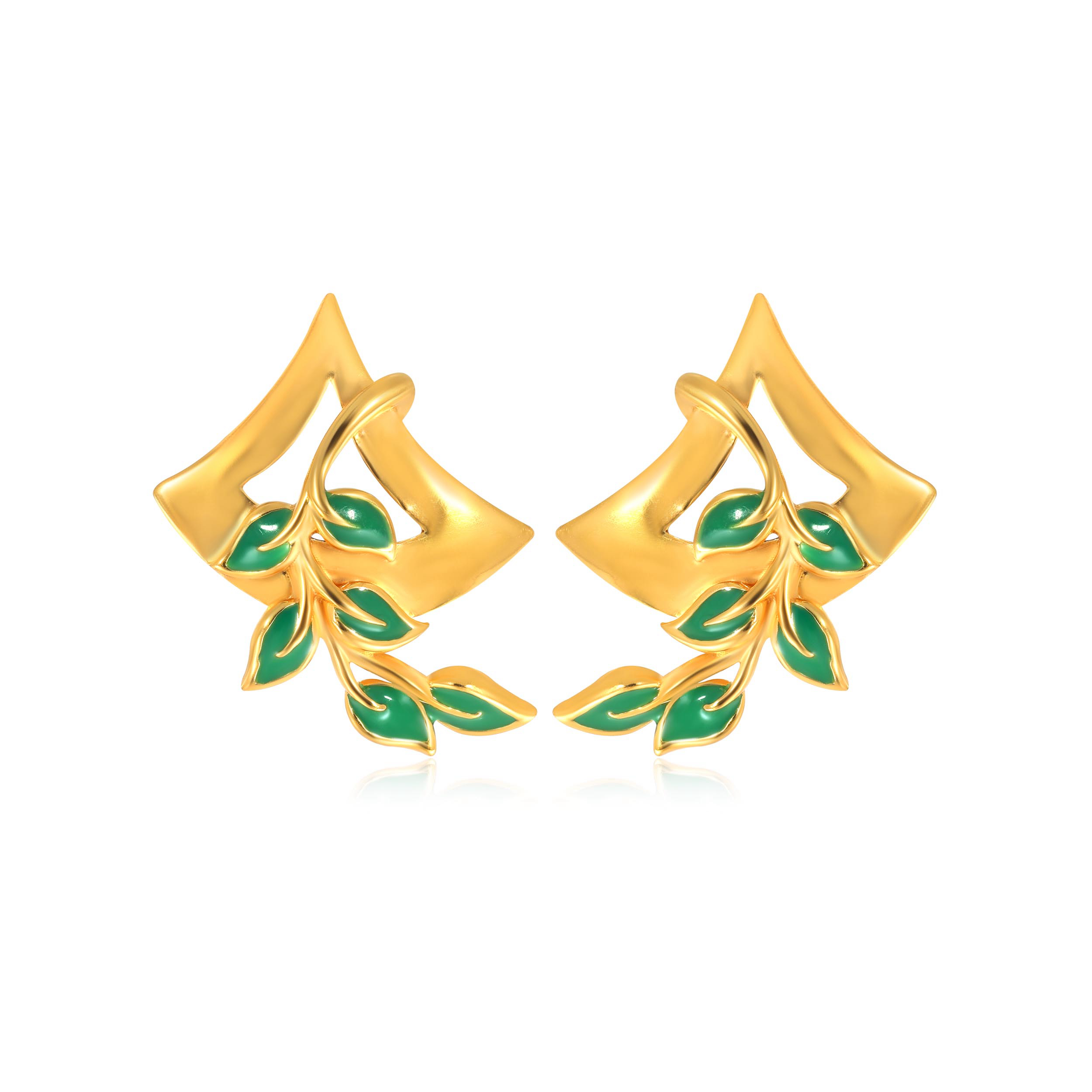 Fashionable Twig Gold Studs - Senco Gold and Diamonds