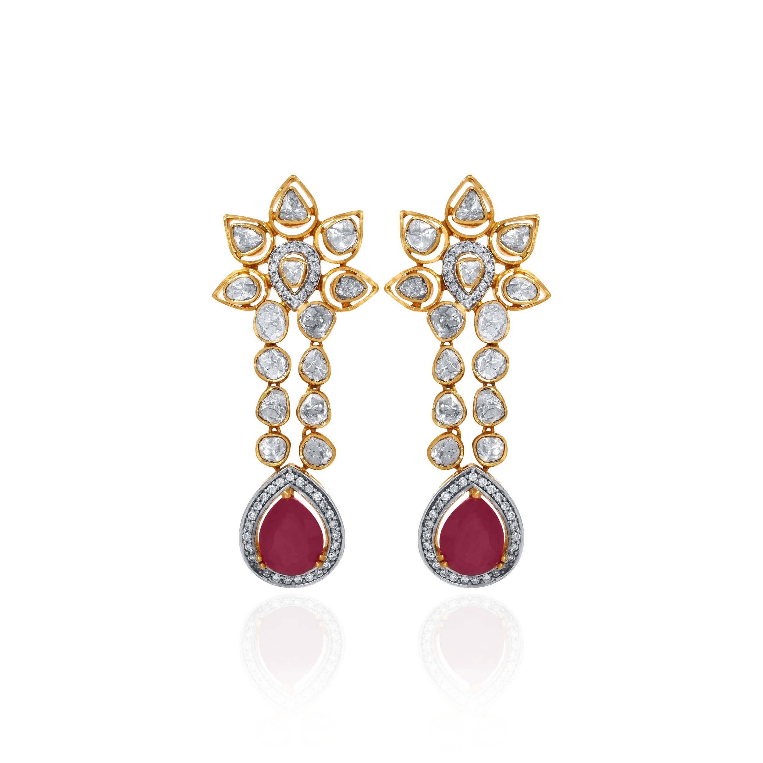 Sakura Spark Polki Diamond Earrings
 - Senco Gold and Diamonds