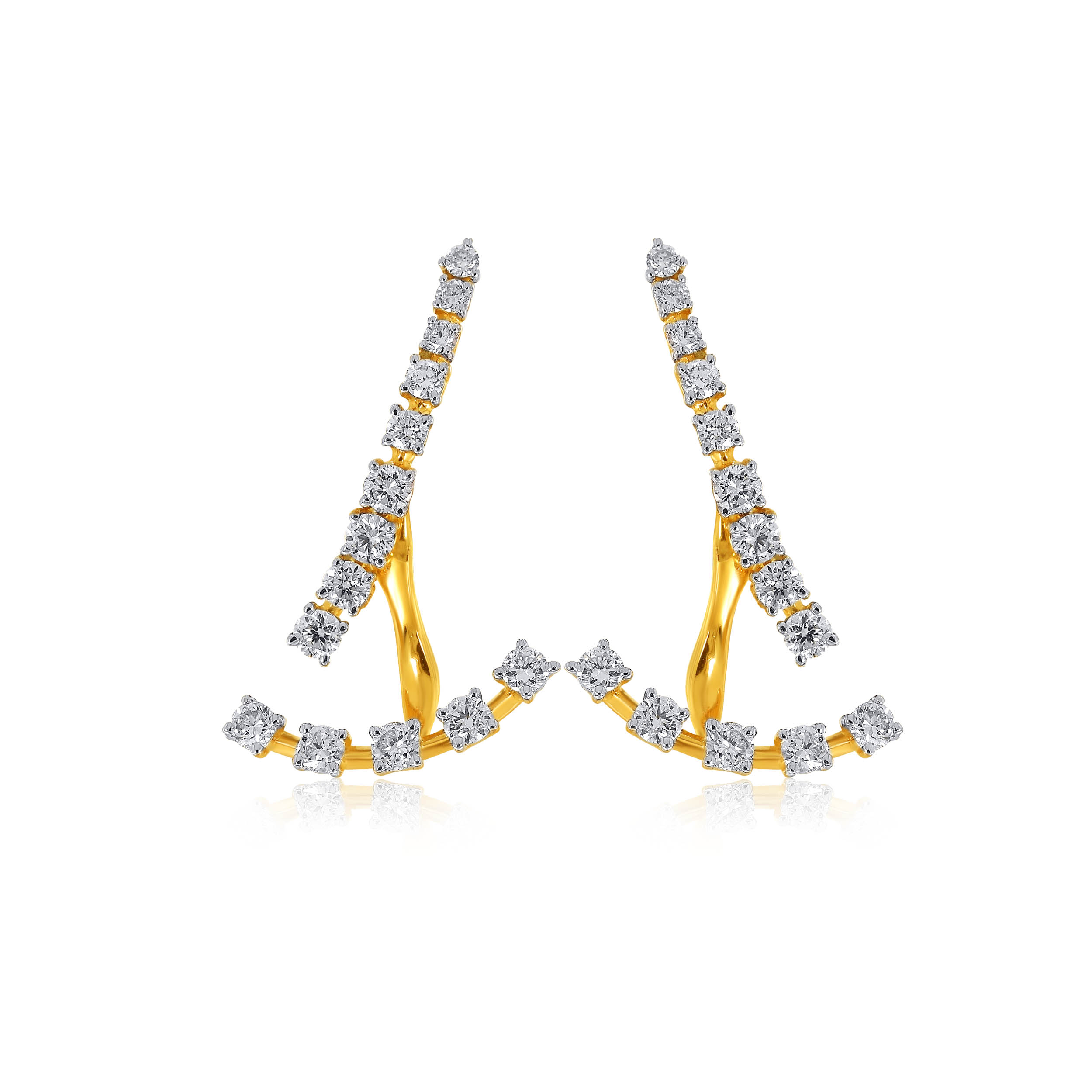 Fashionable Sail Diamond Studs - Senco Gold and Diamonds