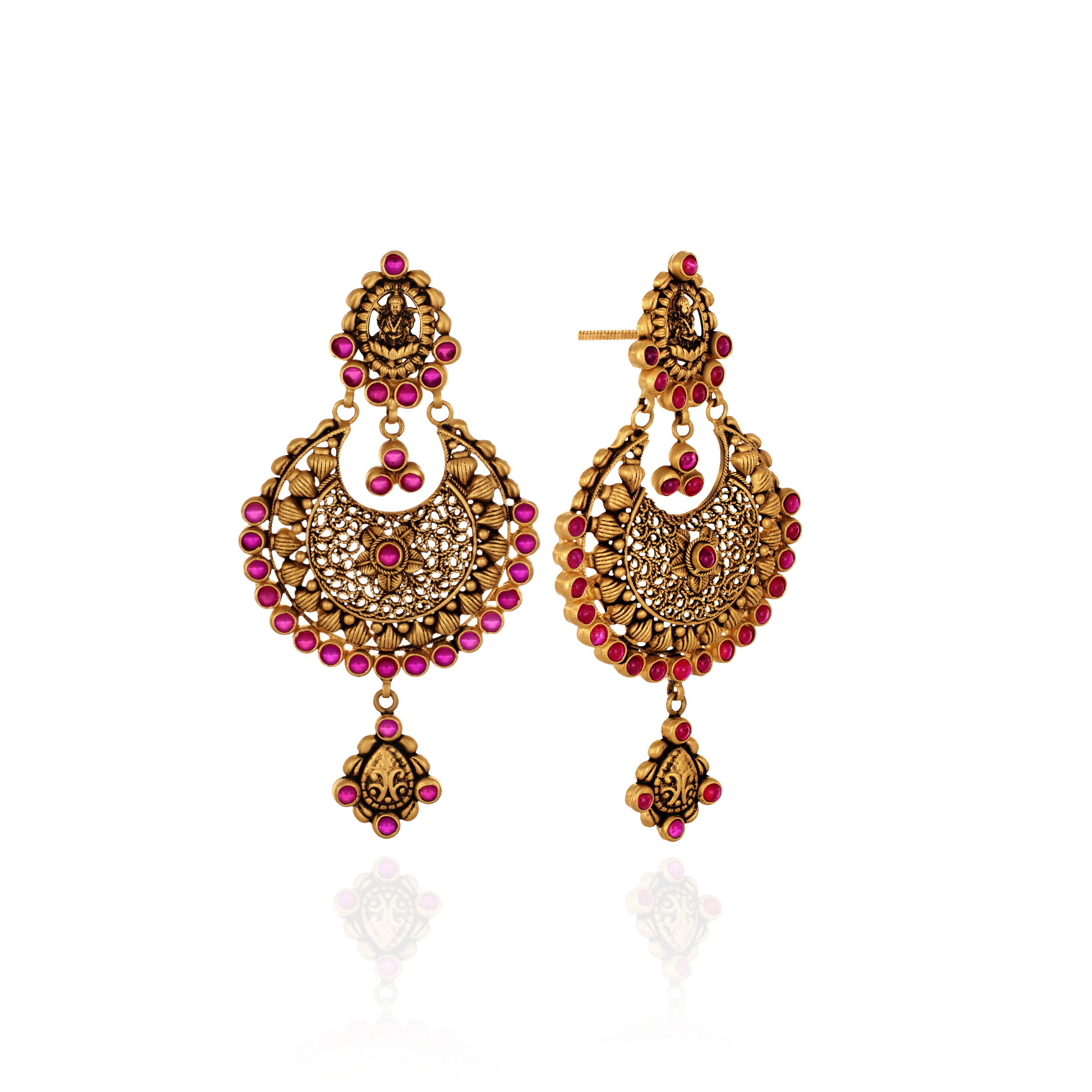 Crescent Empress Chandbali Gold Earrings - Senco Gold and Diamonds