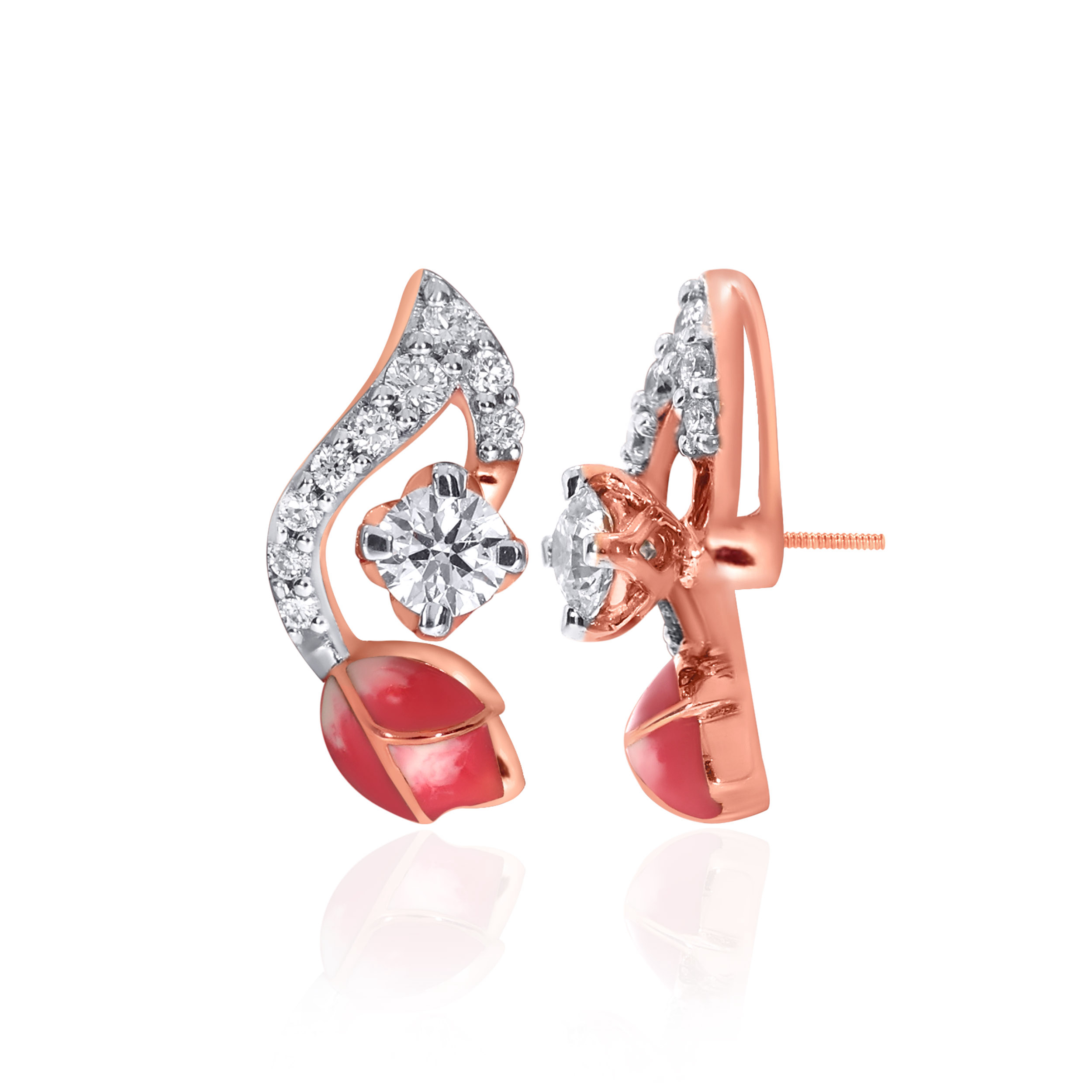 18K Rose Gold Diamond Studs Earrings-DT-D000754612 - Senco Gold and Diamonds