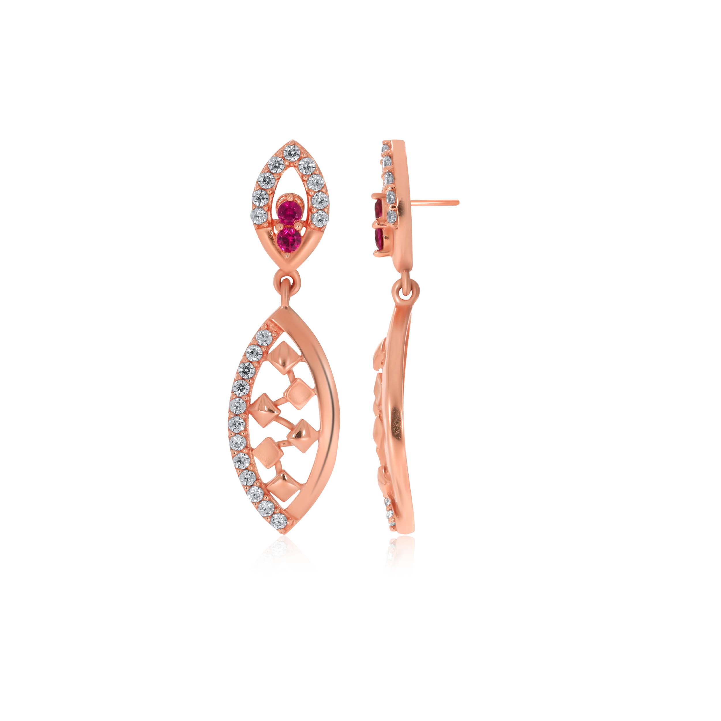 Chic Rosy Vision Gold Drop Earrings - Senco Gold and Diamonds