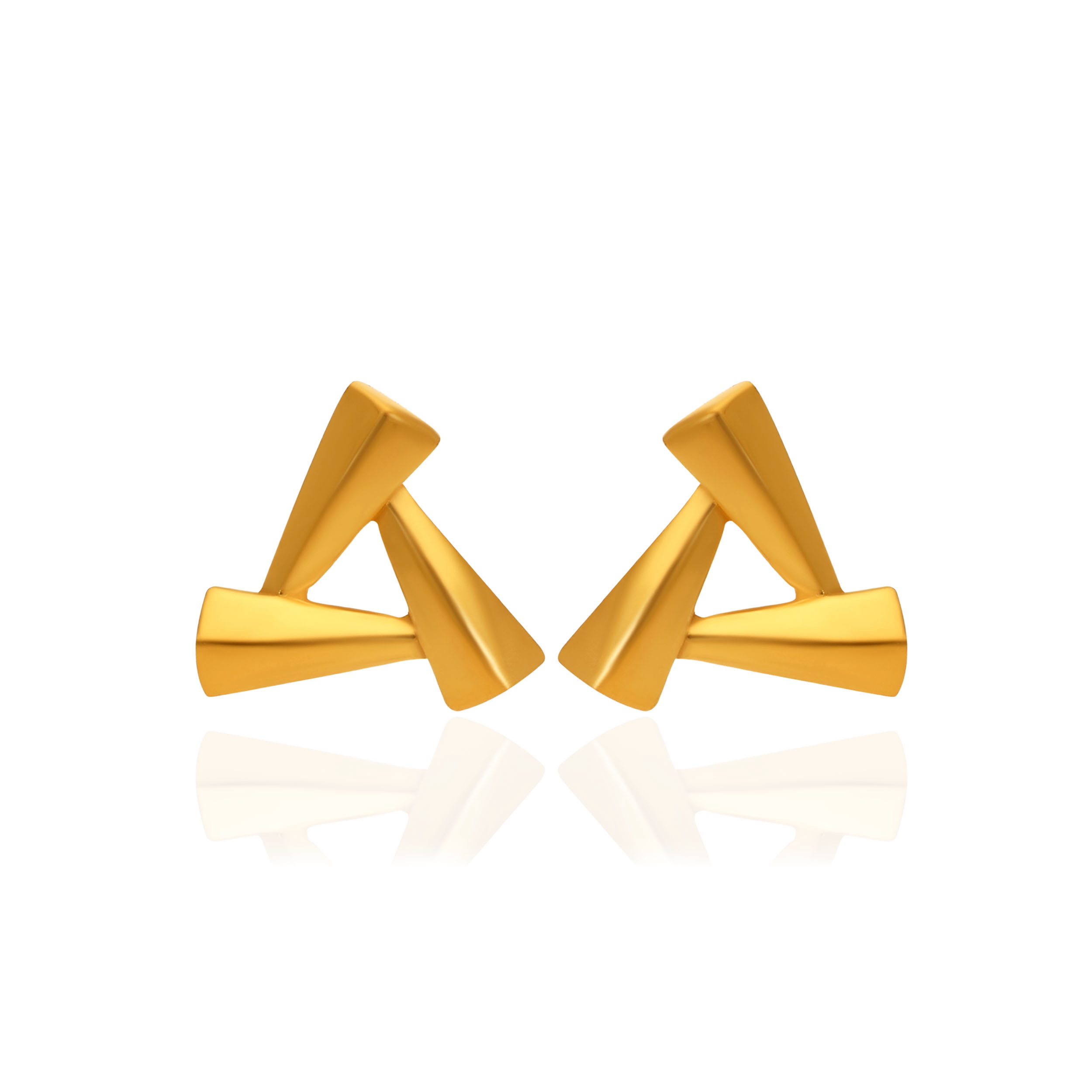 Triad Twist Gold Studs - Senco Gold and Diamonds
