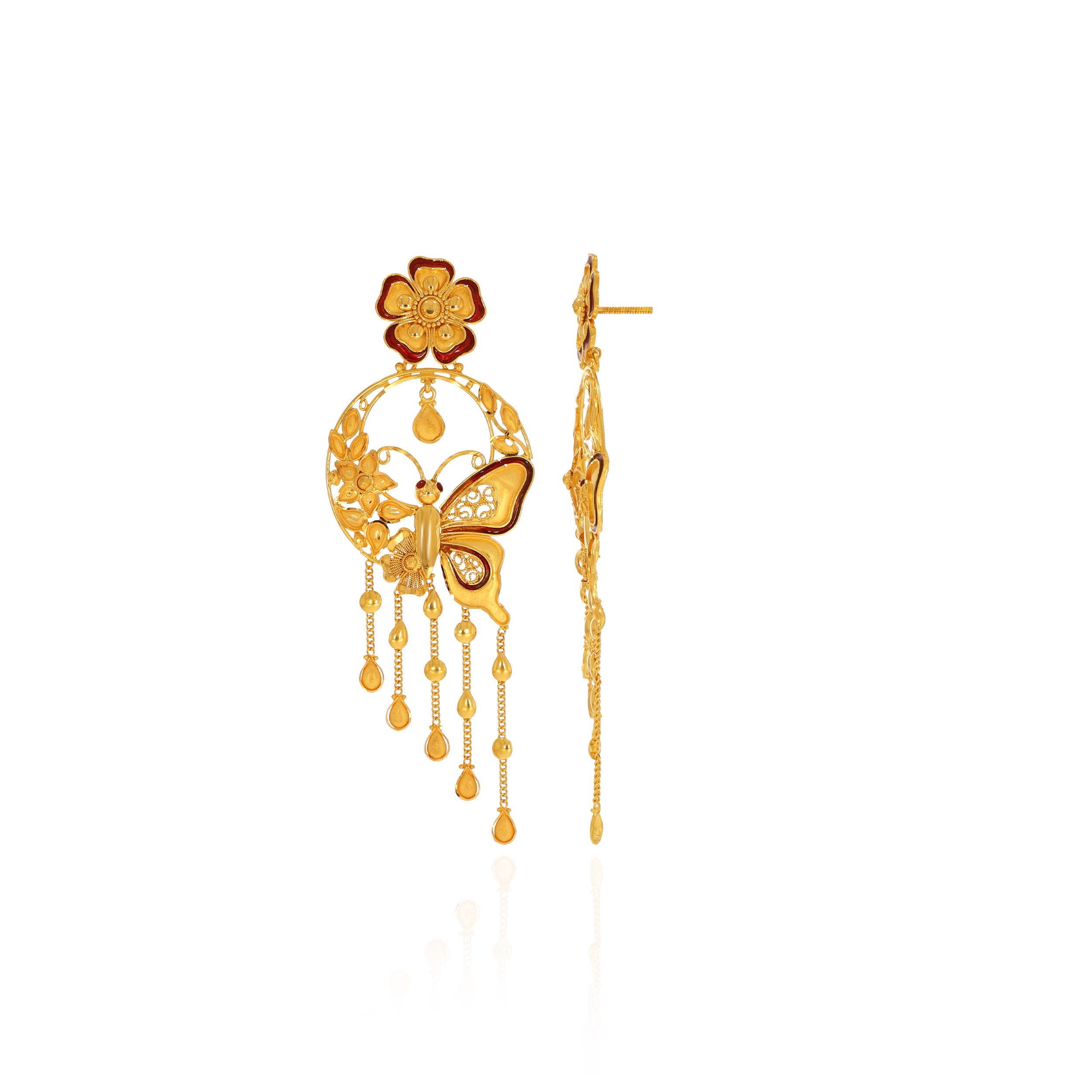 Flutter & Blossom Gold Earrings - Senco Gold and Diamonds