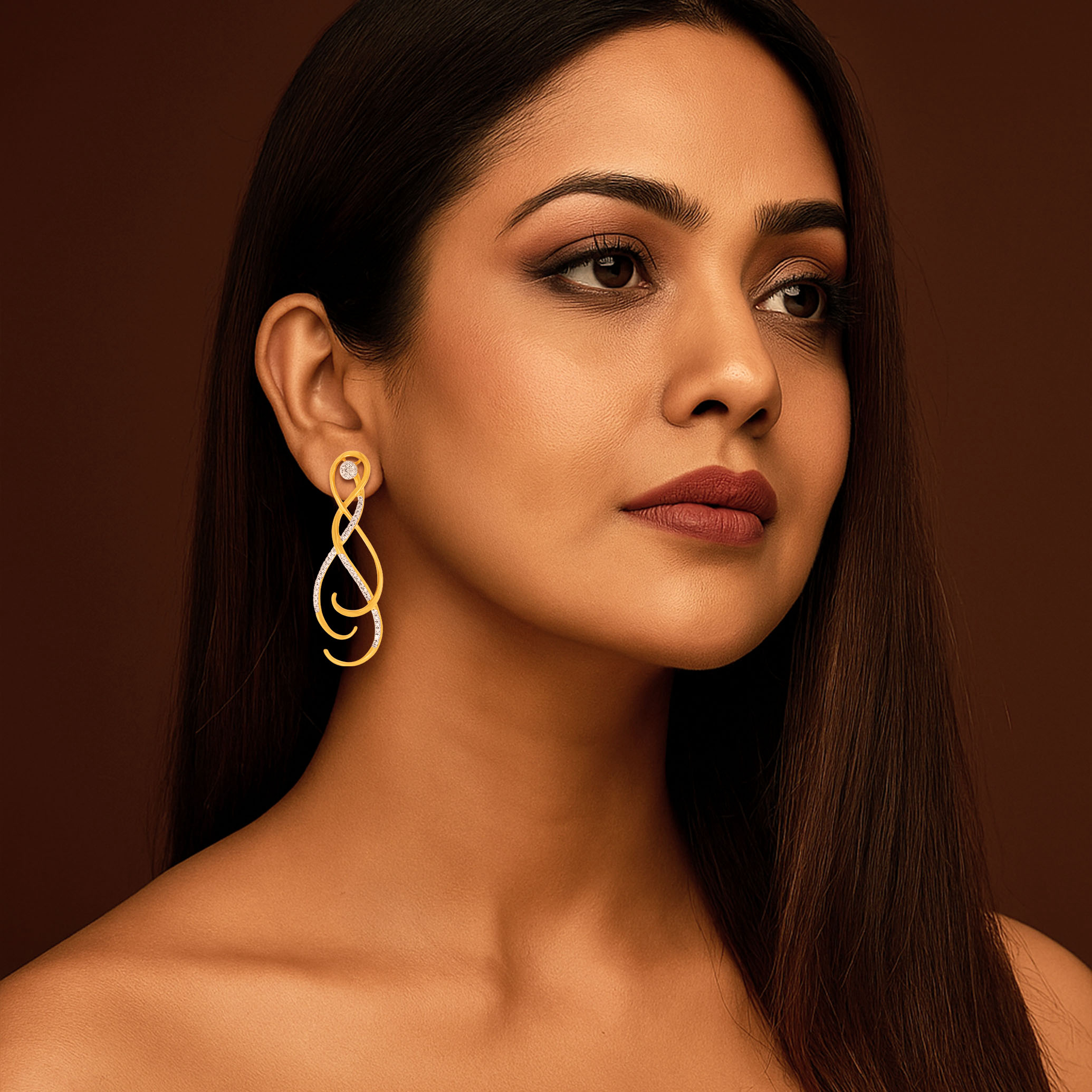 Lustrous Twirl Diamond Earrings - Senco Gold and Diamonds
