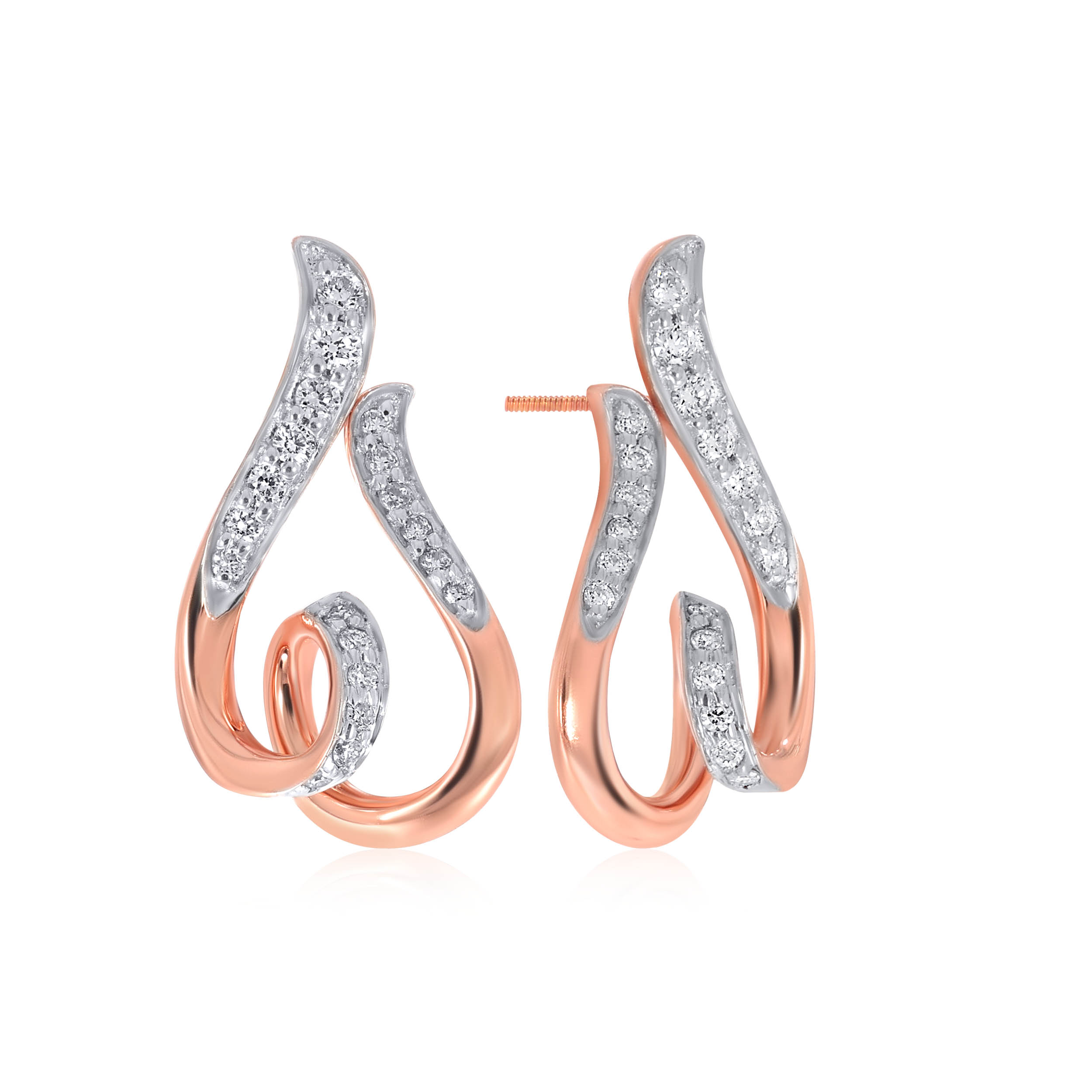 Swirled Sweetheart Diamond Studs - Senco Gold and Diamonds