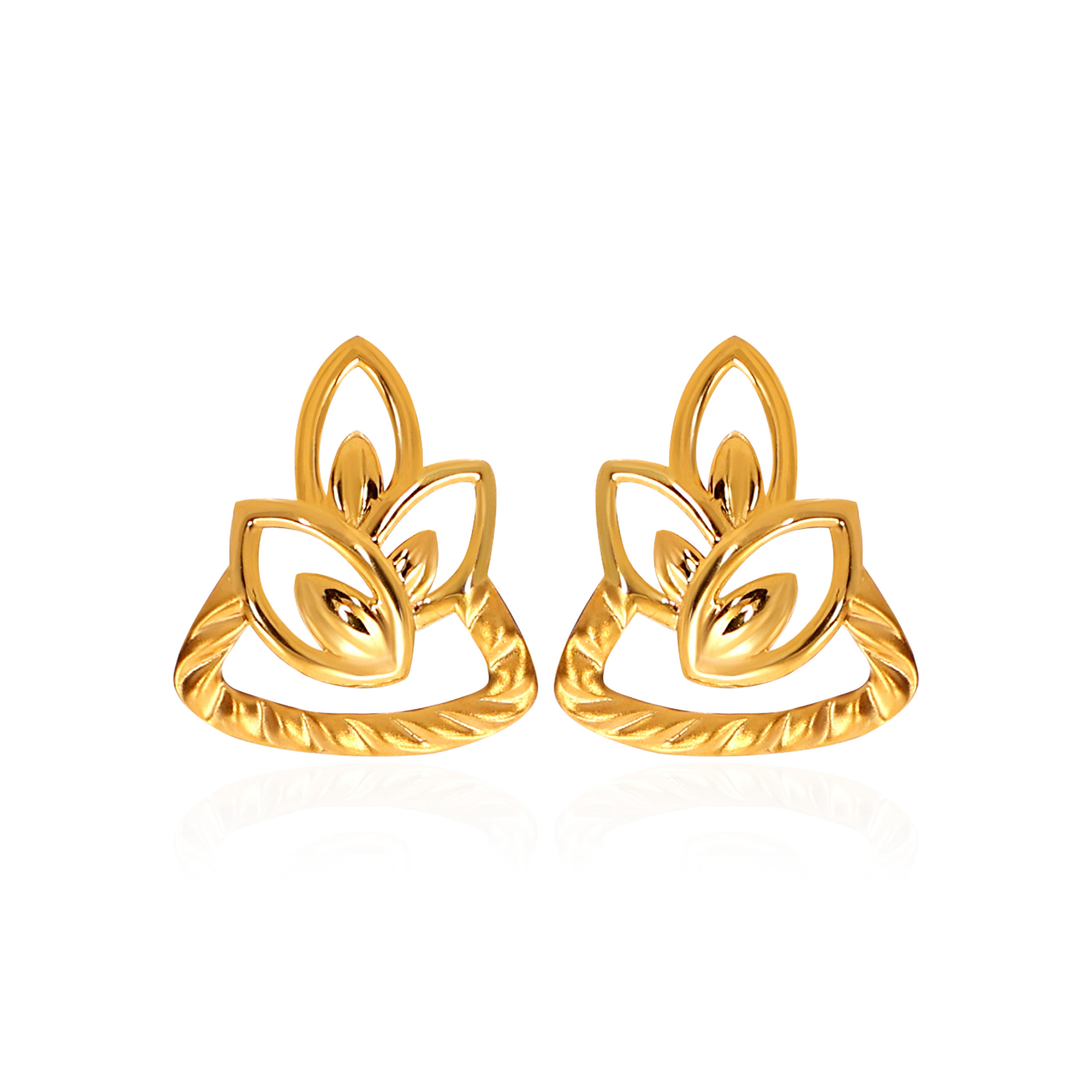 Harmonious Petals Gold Studs  - Senco Gold and Diamonds