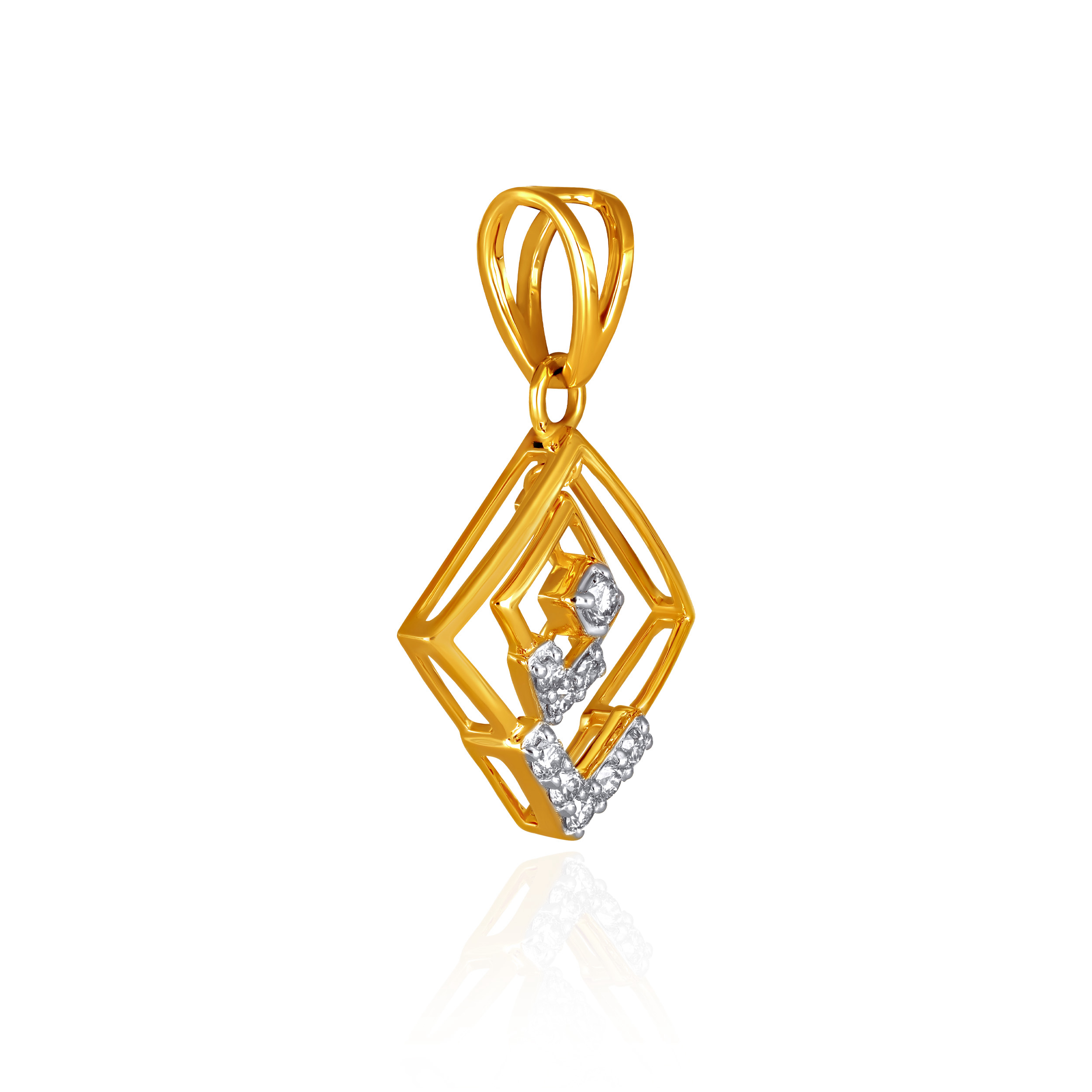 Nested Square Diamond Pendant - Senco Gold and Diamonds