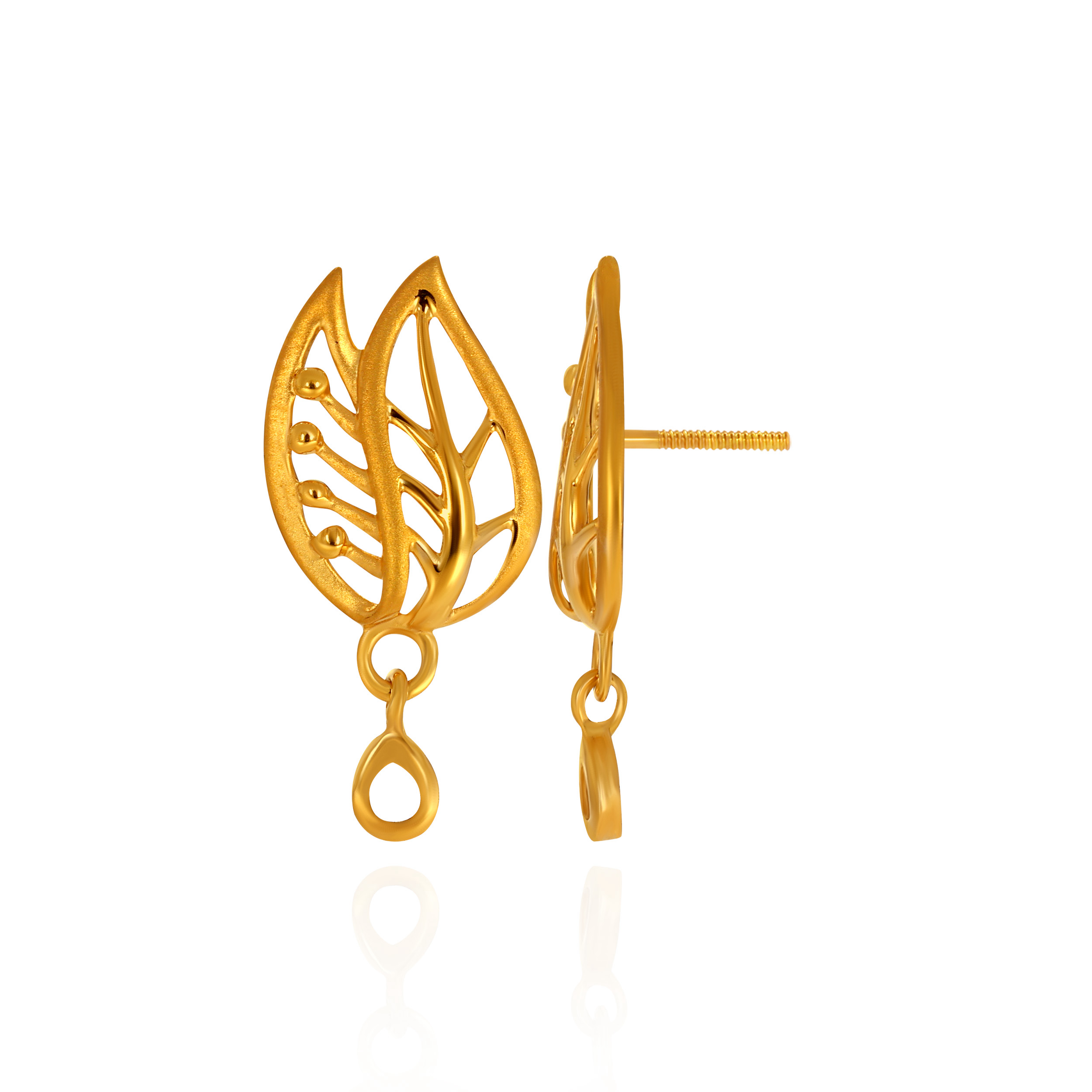 Leaf Silhouette Gold Drop Earrings - Senco Gold and Diamonds