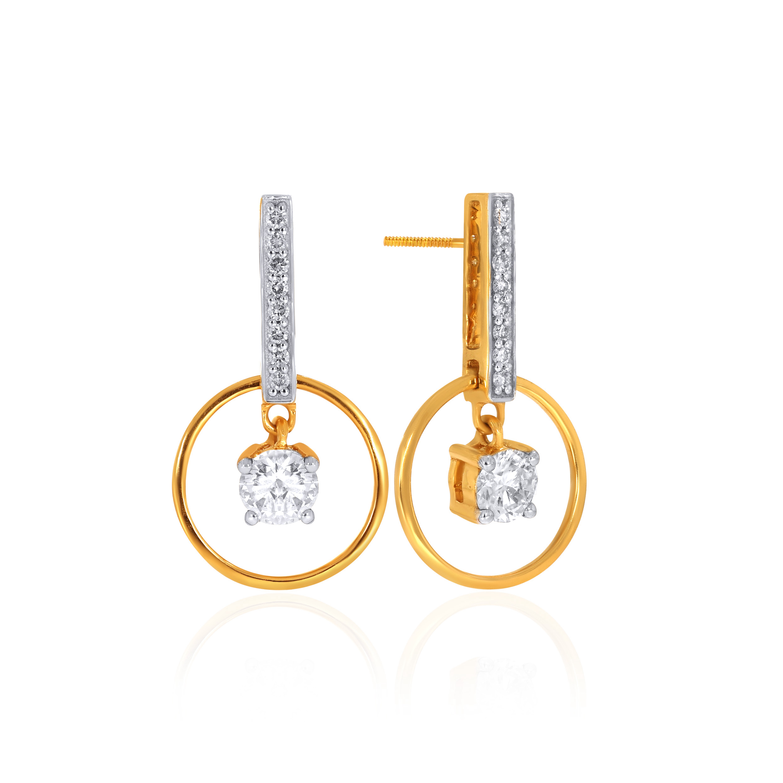 18K Yellow Gold Diamond Drop Earrings-DT-D000773765 - Senco Gold and Diamonds