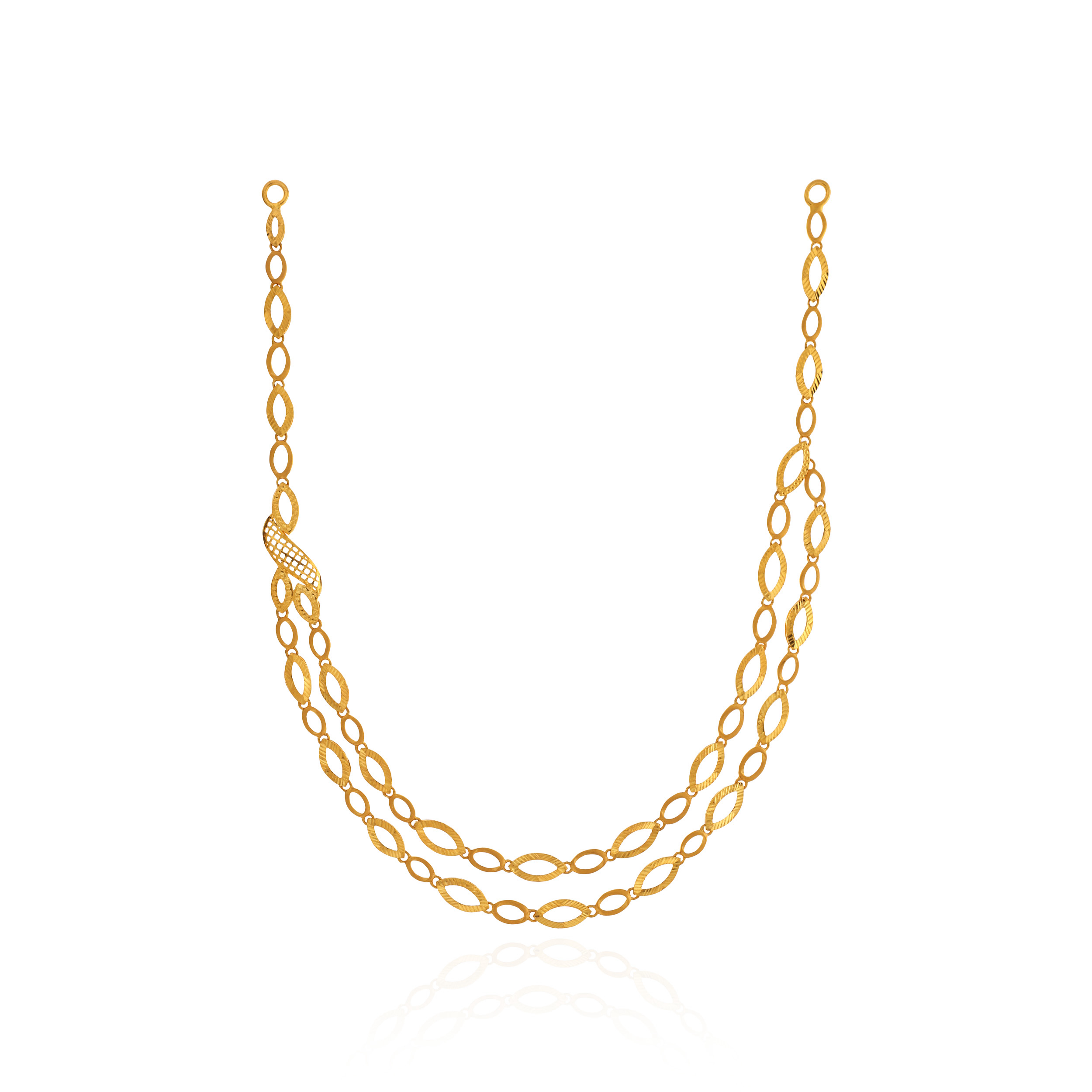 Textured Oval-Link Gold Lariat Necklace - Senco Gold and Diamonds