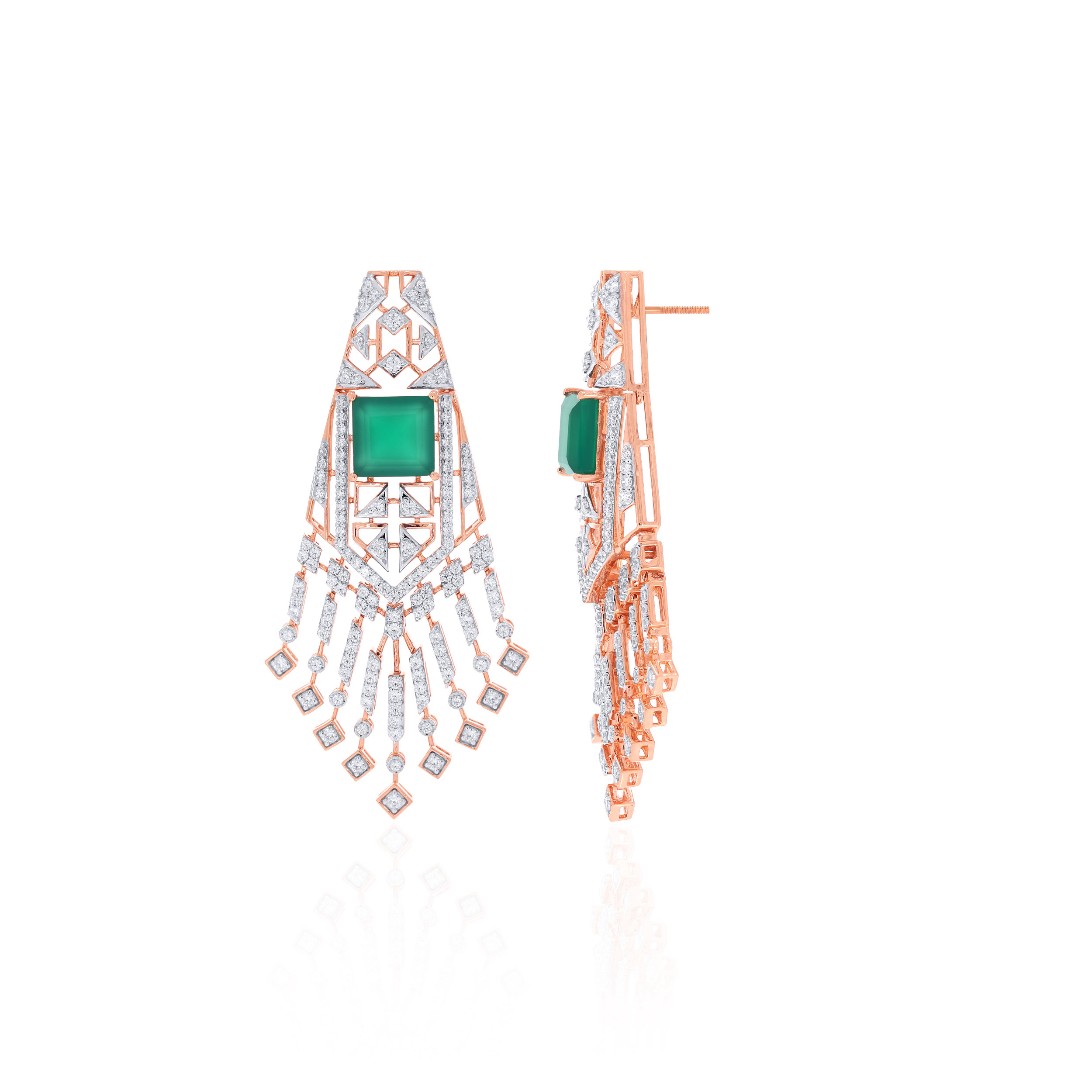 14K Rose Gold Diamond Drop Earrings-DTGN-D000781240 - Senco Gold and Diamonds