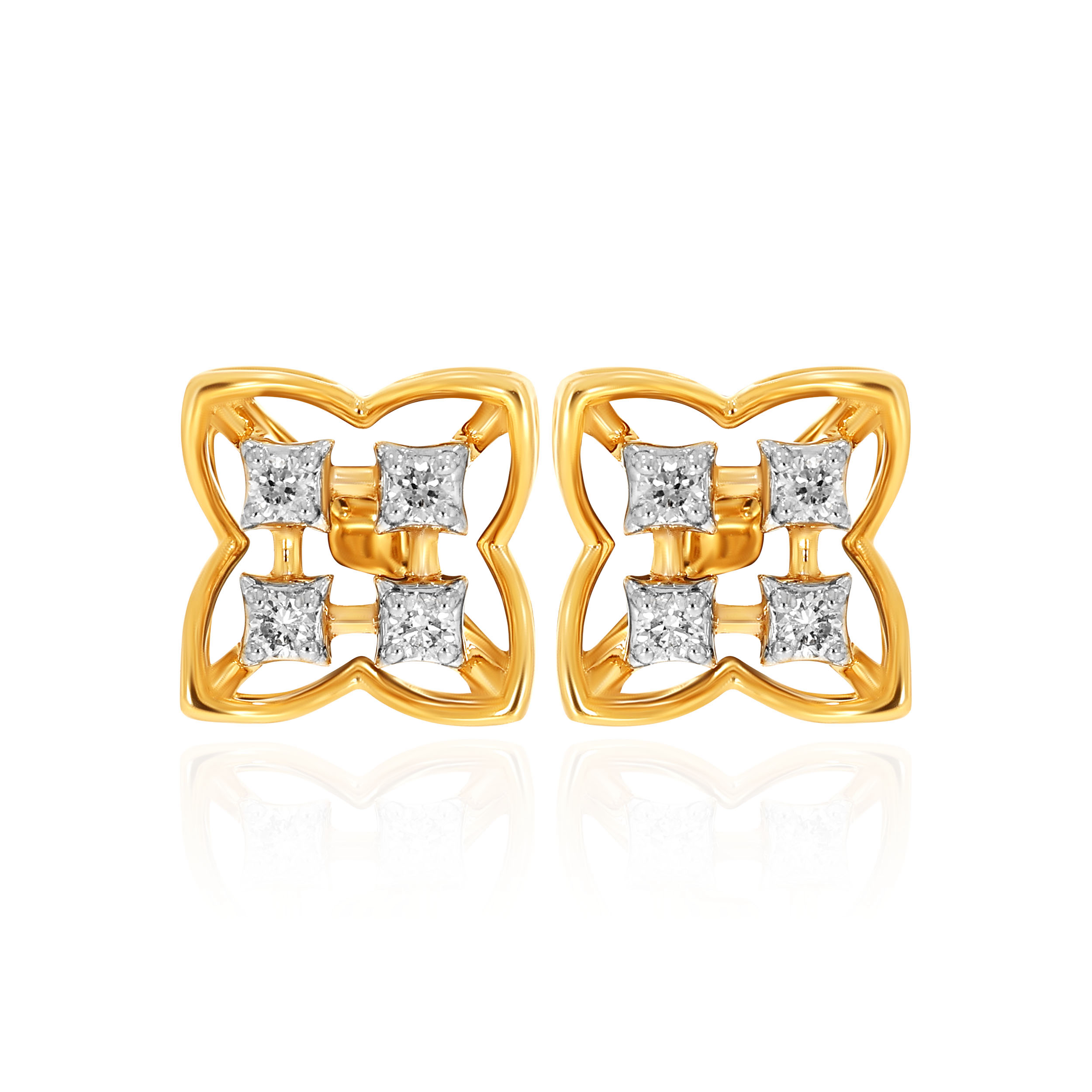 Elara Floral Diamond Studs - Senco Gold and Diamonds