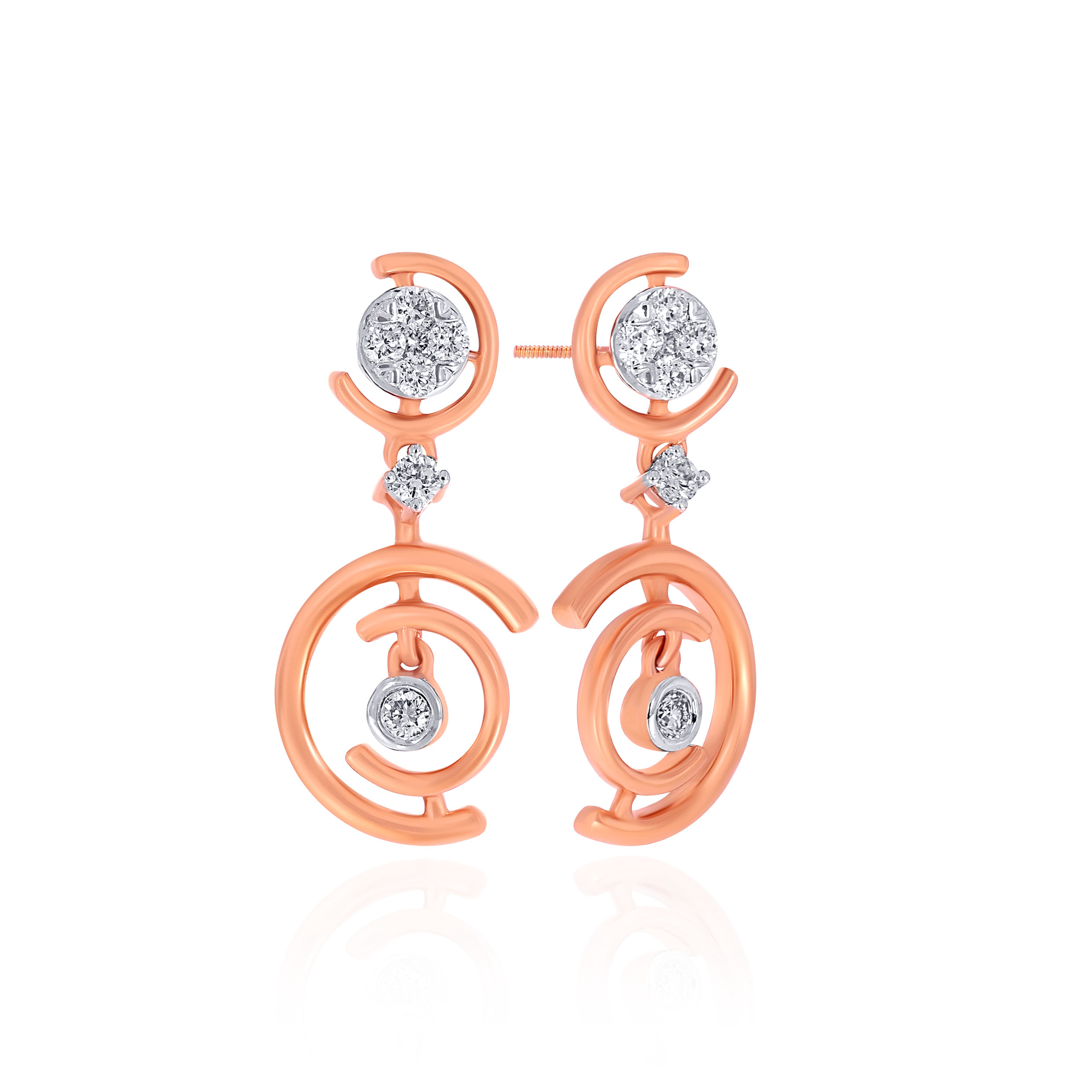 Celeste Spiral Diamond Drop Earrings - Senco Gold and Diamonds
