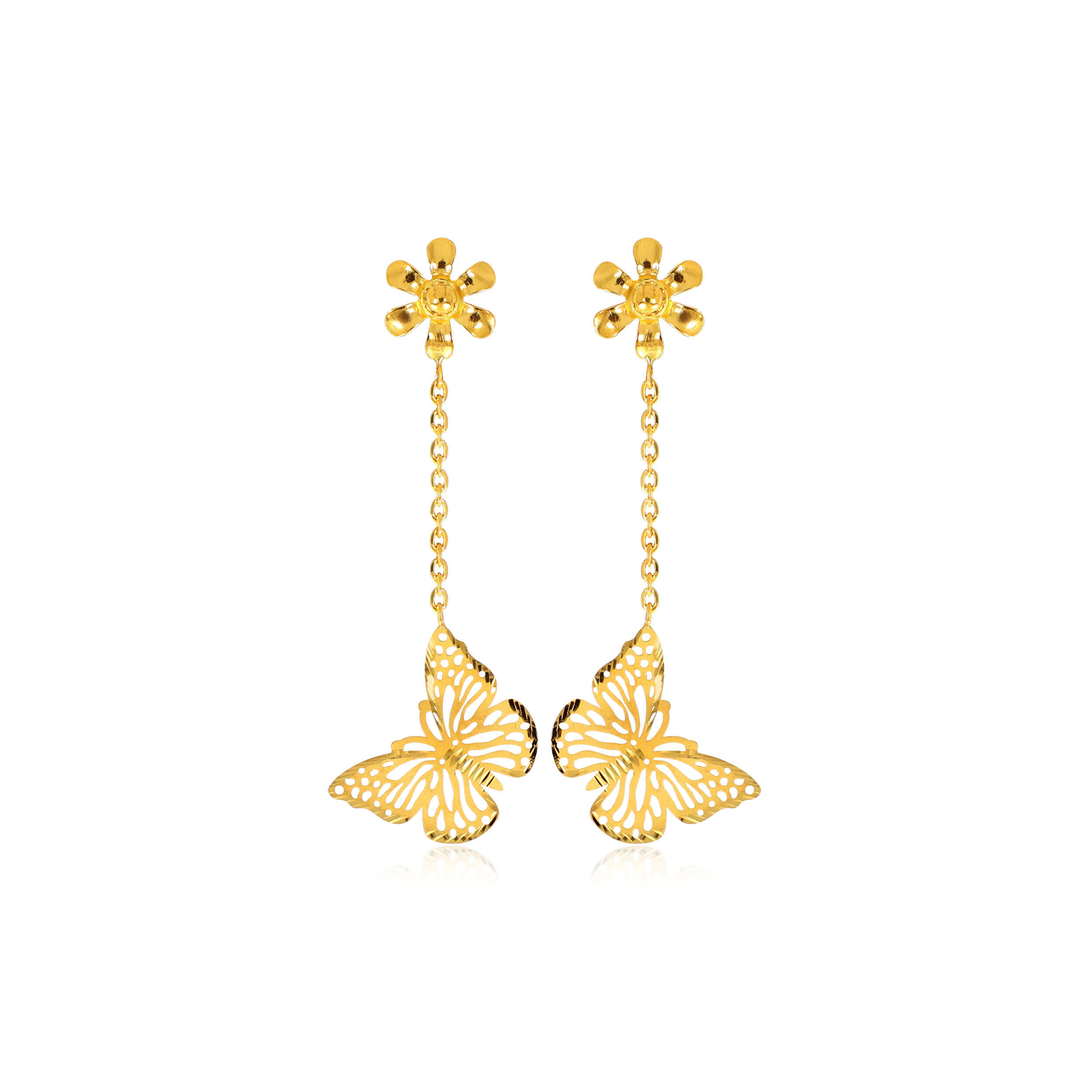 Blooming Freedom Gold Long Earrings - Senco Gold and Diamonds