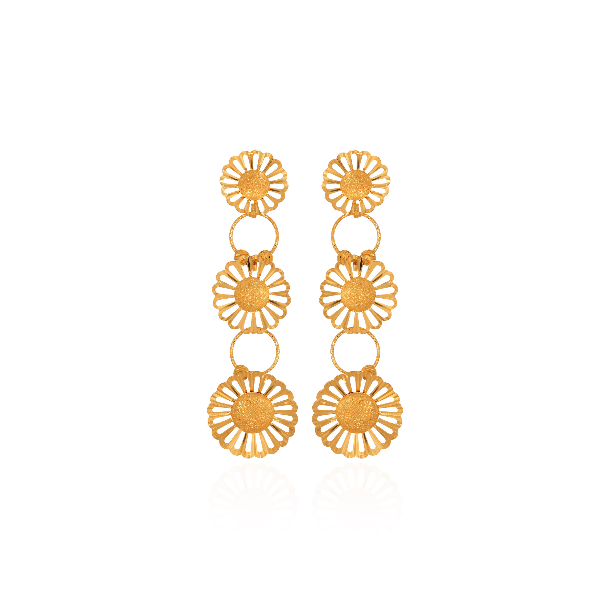Marigold Trio Gold Drop Earrings - Senco Gold and Diamonds