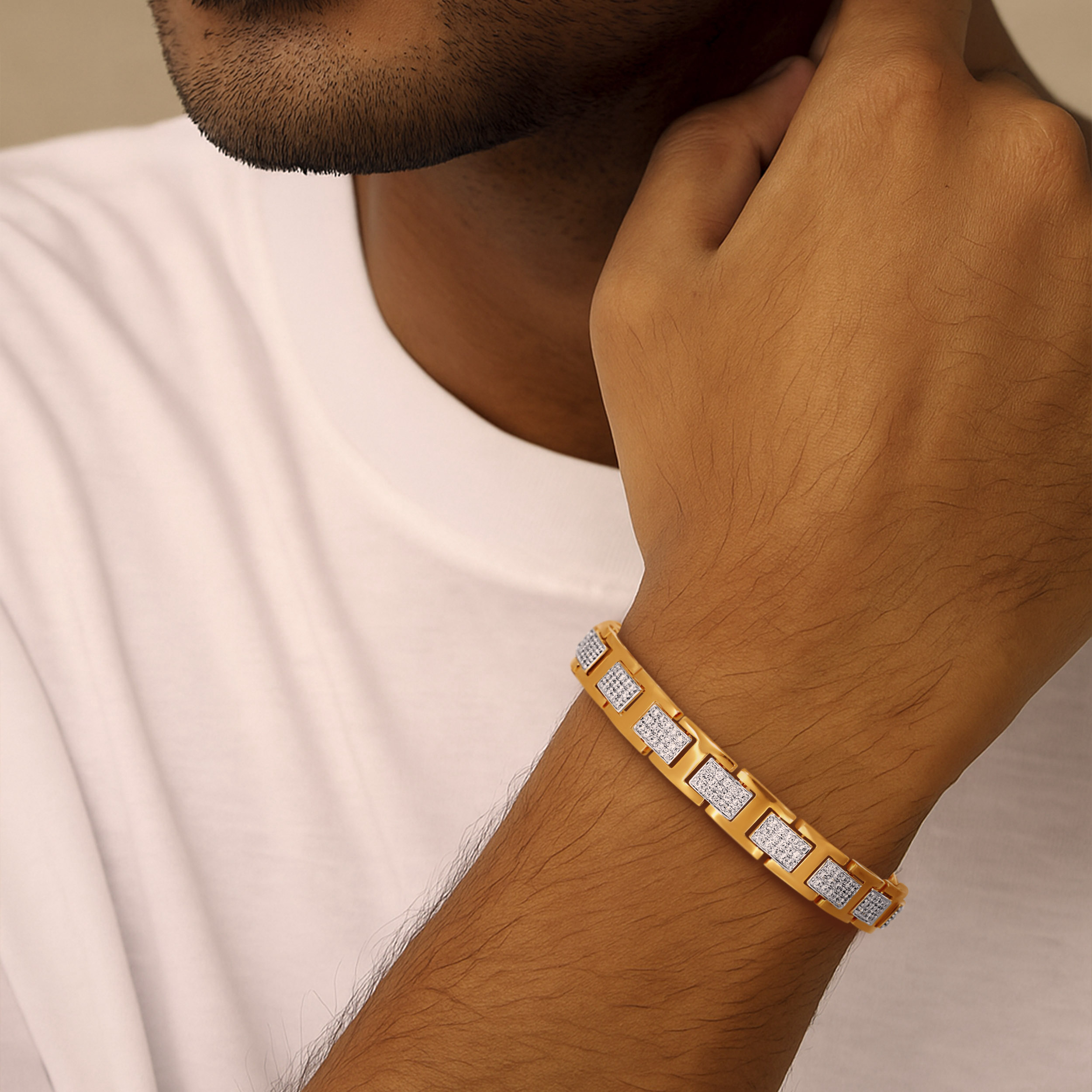 Luxe Grid Men's Diamond Wristlet - Senco Gold and Diamonds