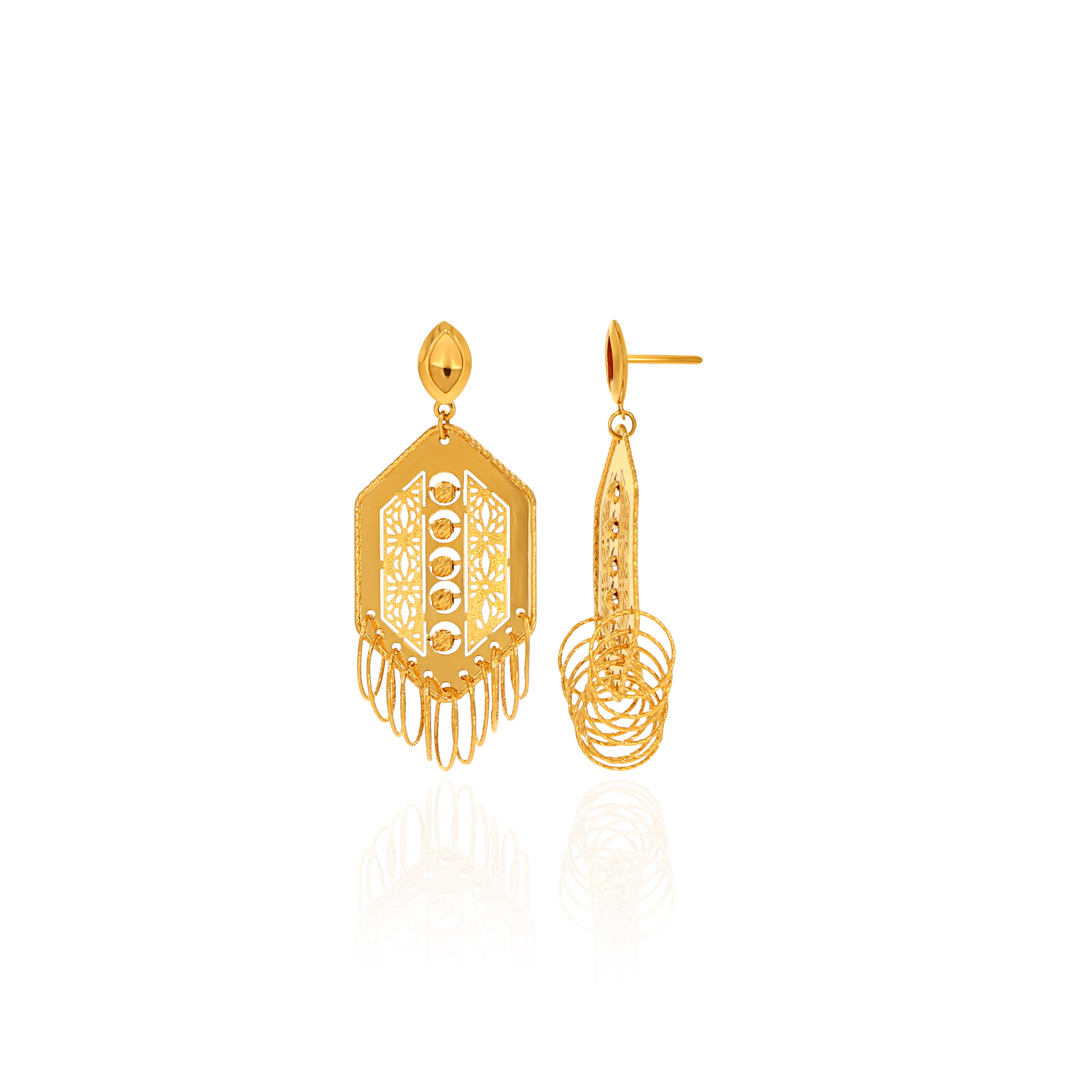 Vintage Hexa Gold Drop Earrings - Senco Gold and Diamonds