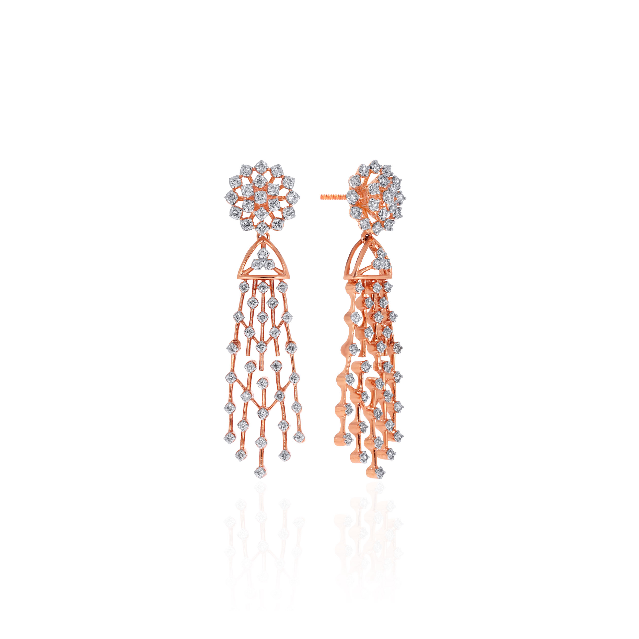 Cascading Blossom Diamond Earrings - Senco Gold and Diamonds