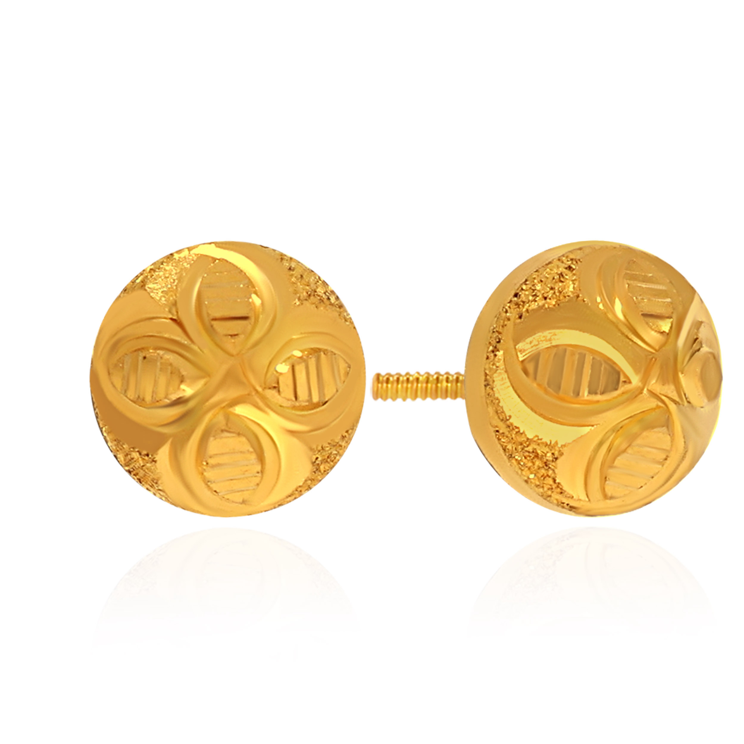 Frosted Haze Textured Gold Studs - Senco Gold and Diamonds