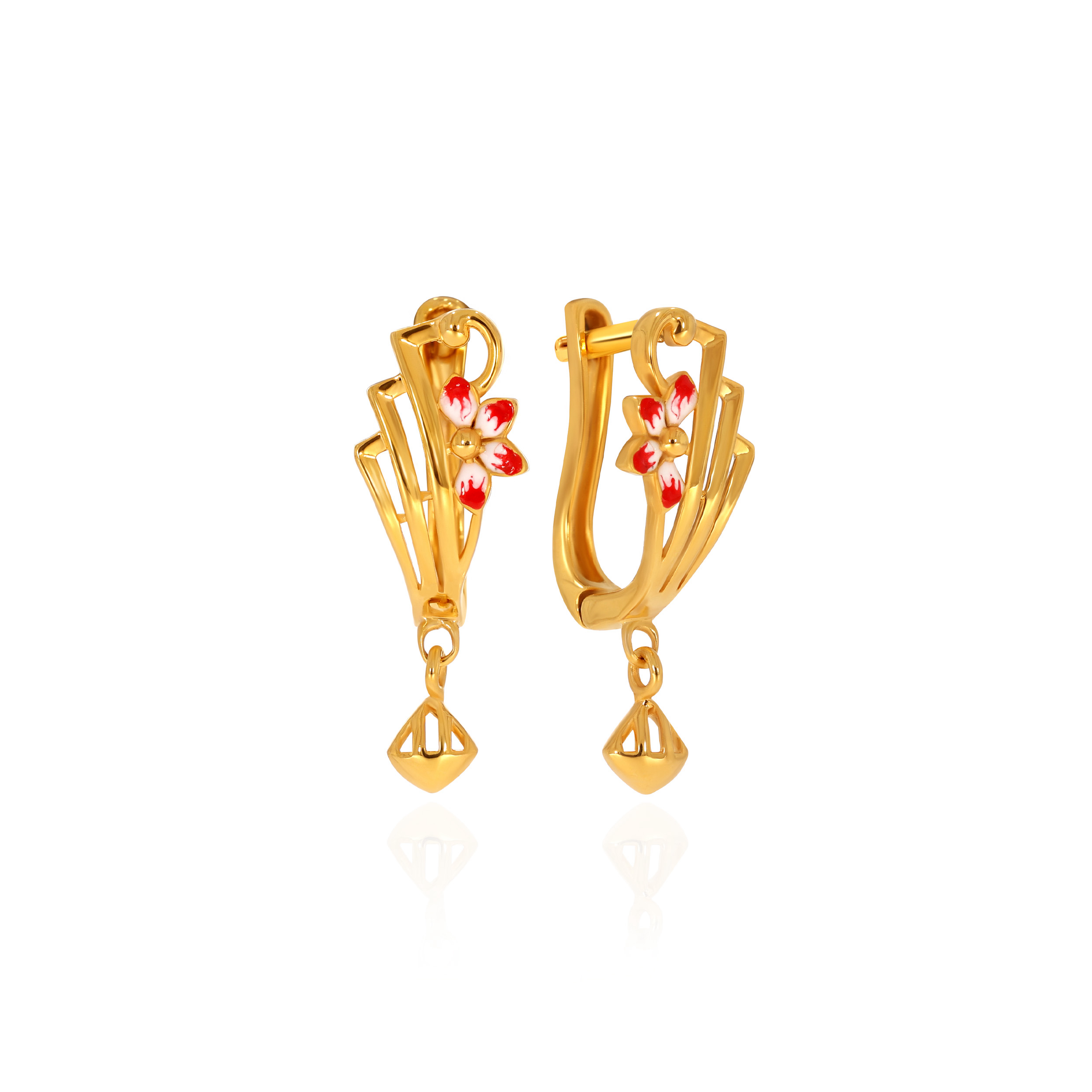 Floral Treasure Gold Hoop Earrings - Senco Gold and Diamonds