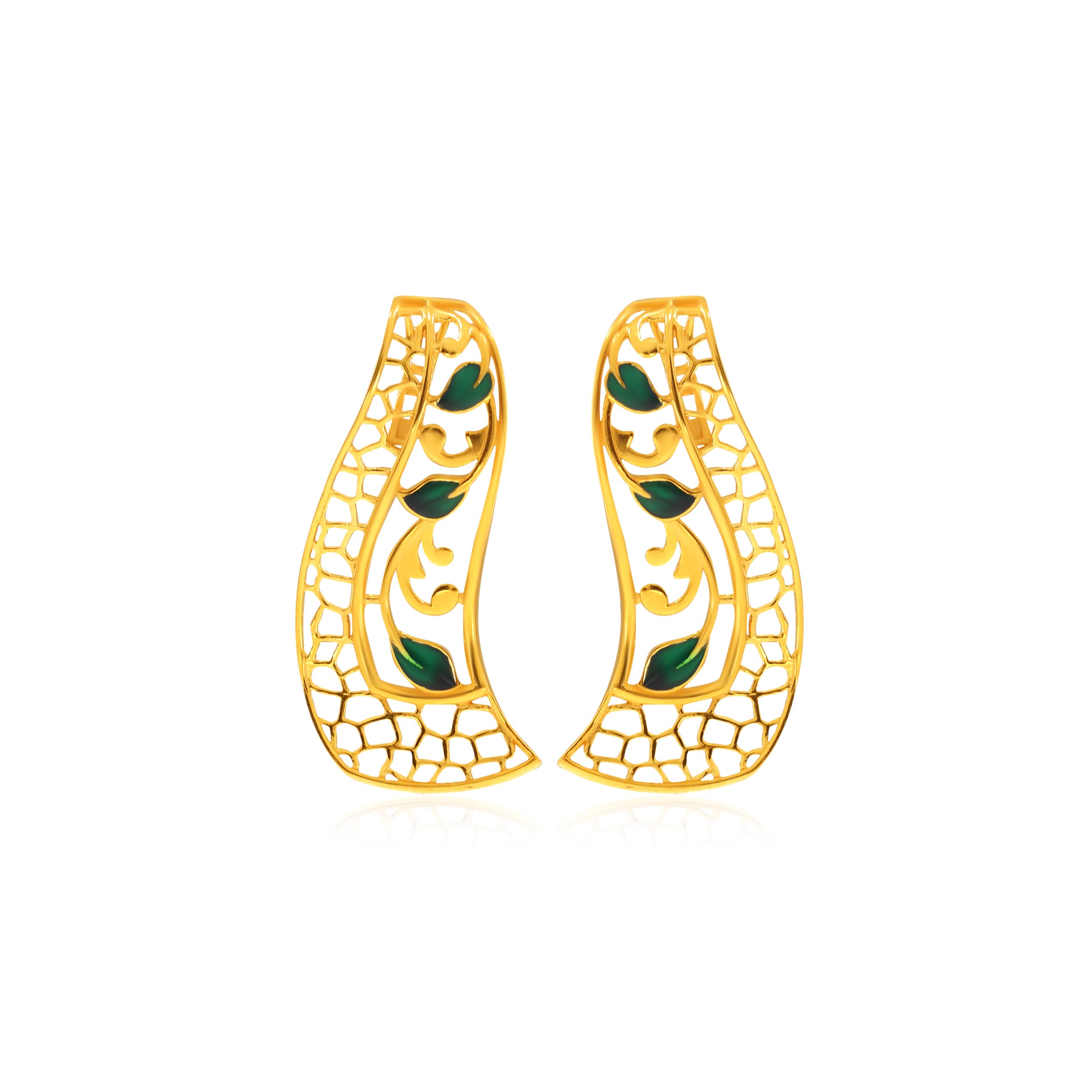Creative Waterfall Gold Studs - Senco Gold and Diamonds