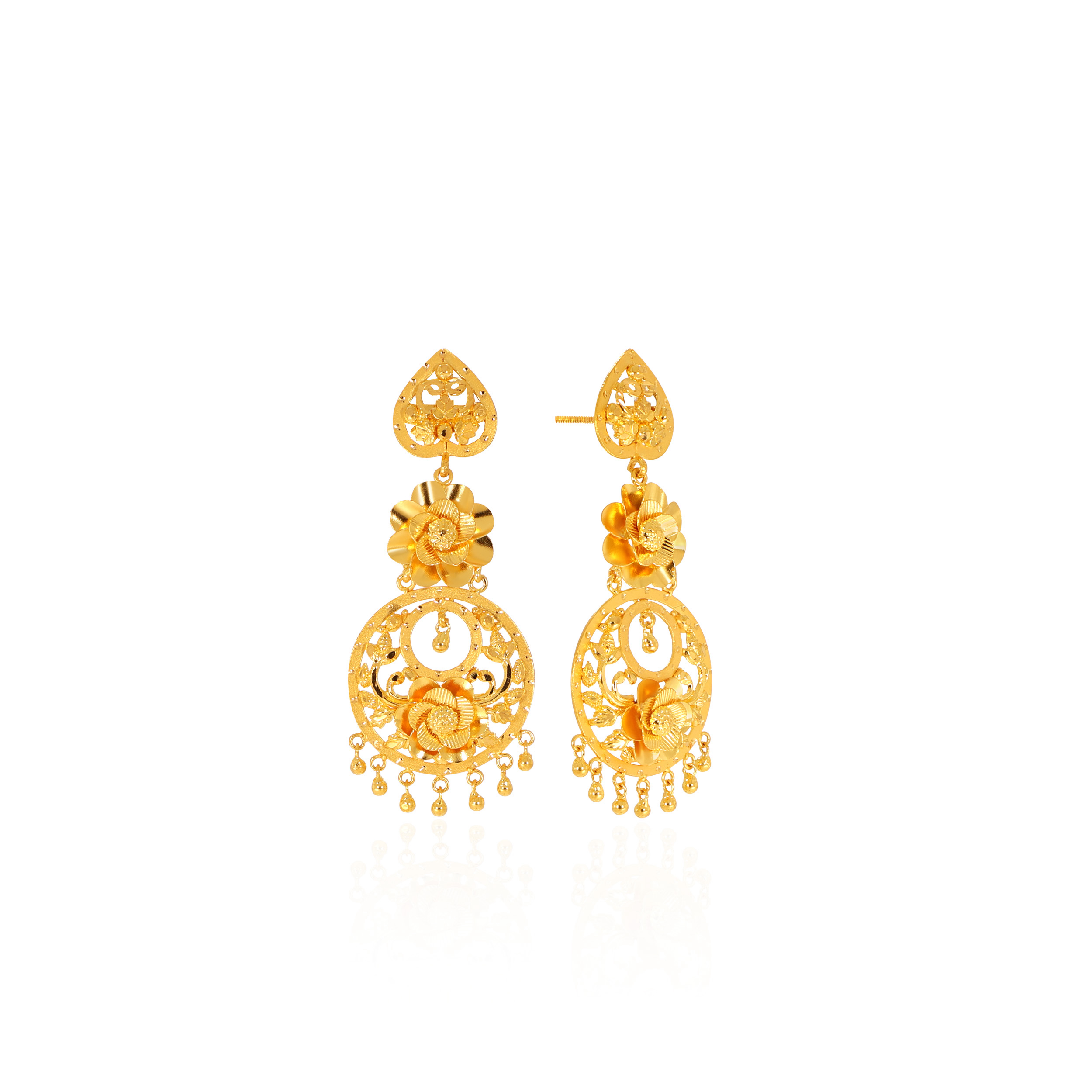 Eternal Bliss Gold Chandbali Earrings - Senco Gold and Diamonds